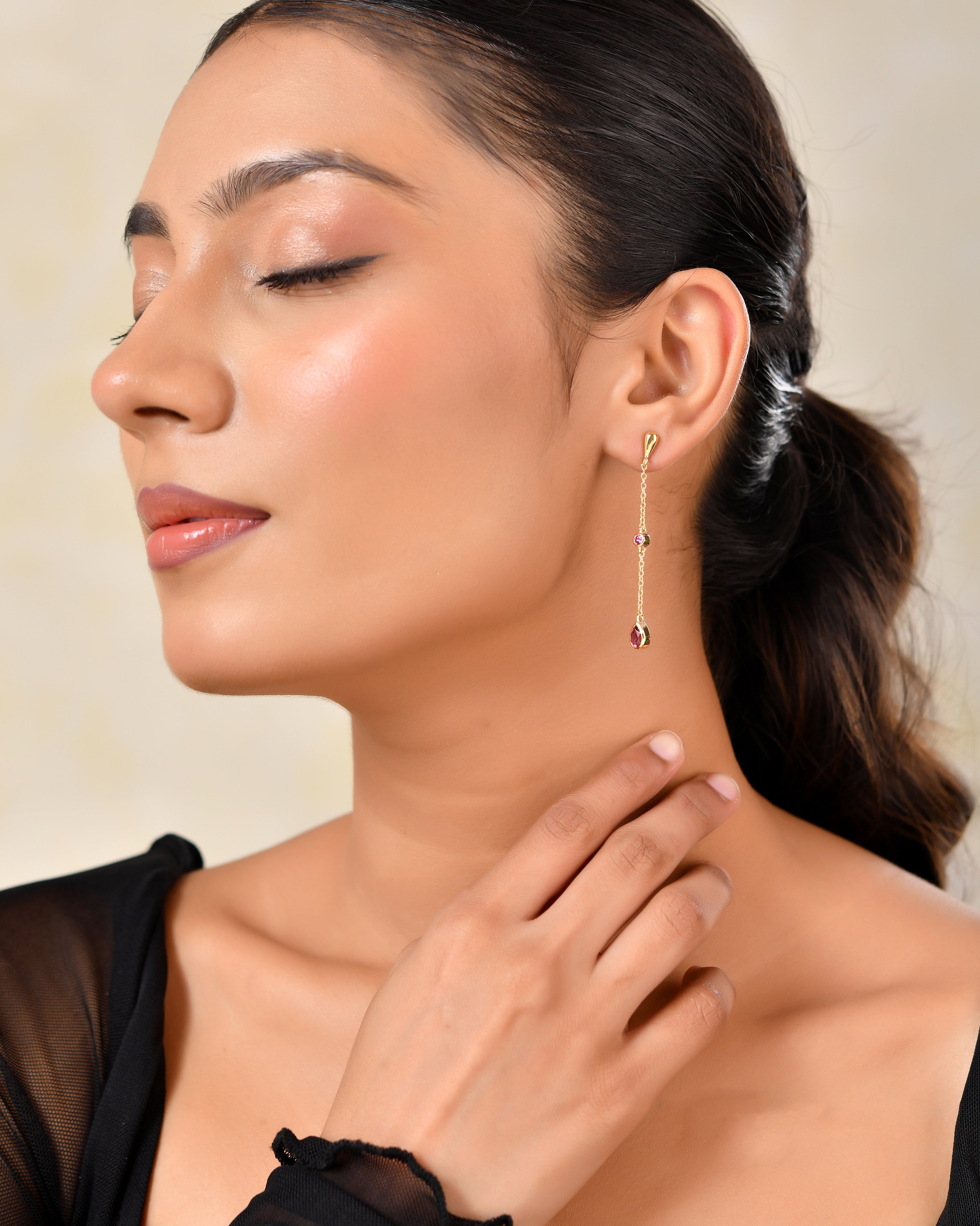 Rosavelle Rhodolite Drop Earrings
