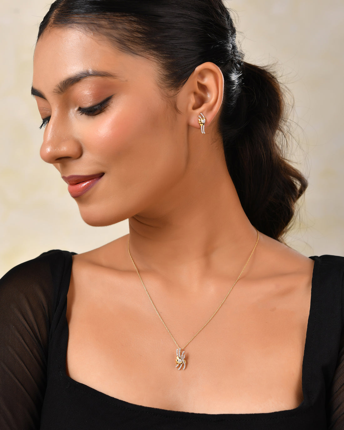 Aurevia Zircon Harmony Pendant & Earrings Set with Silver Chain