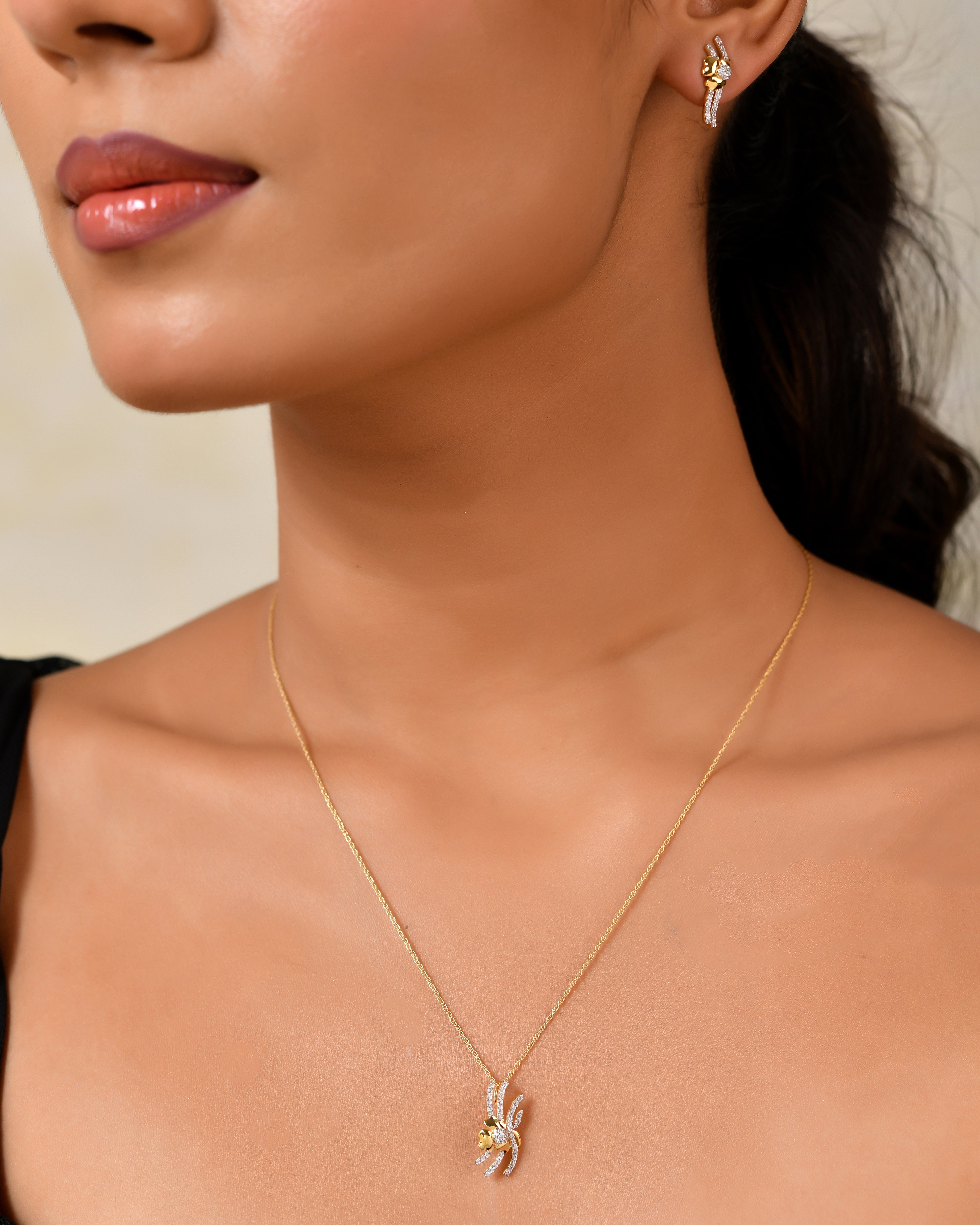 Aurevia Zircon Harmony Pendant & Earrings Set with Silver Chain