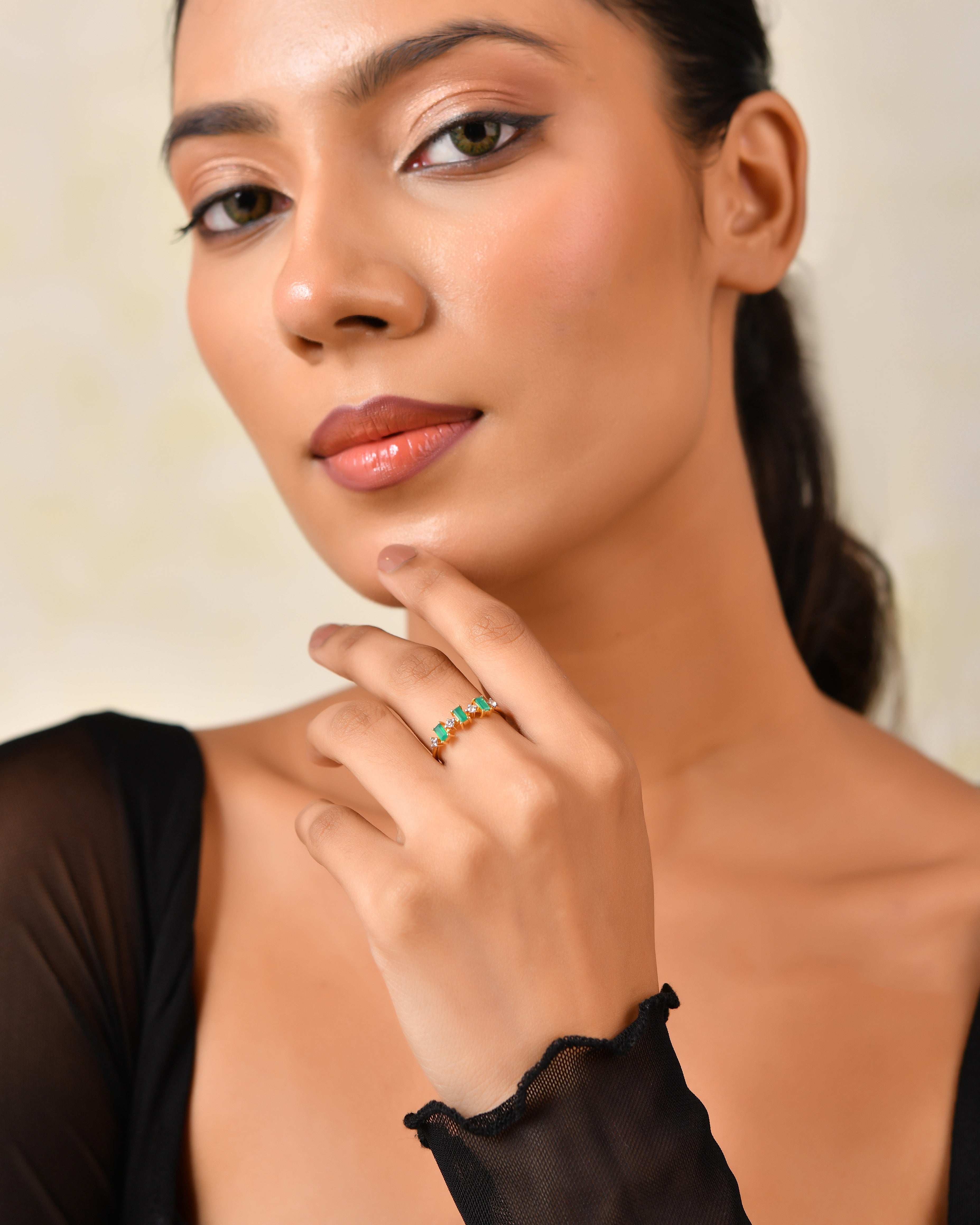 Veridienne Green Onyx Baguette Ring