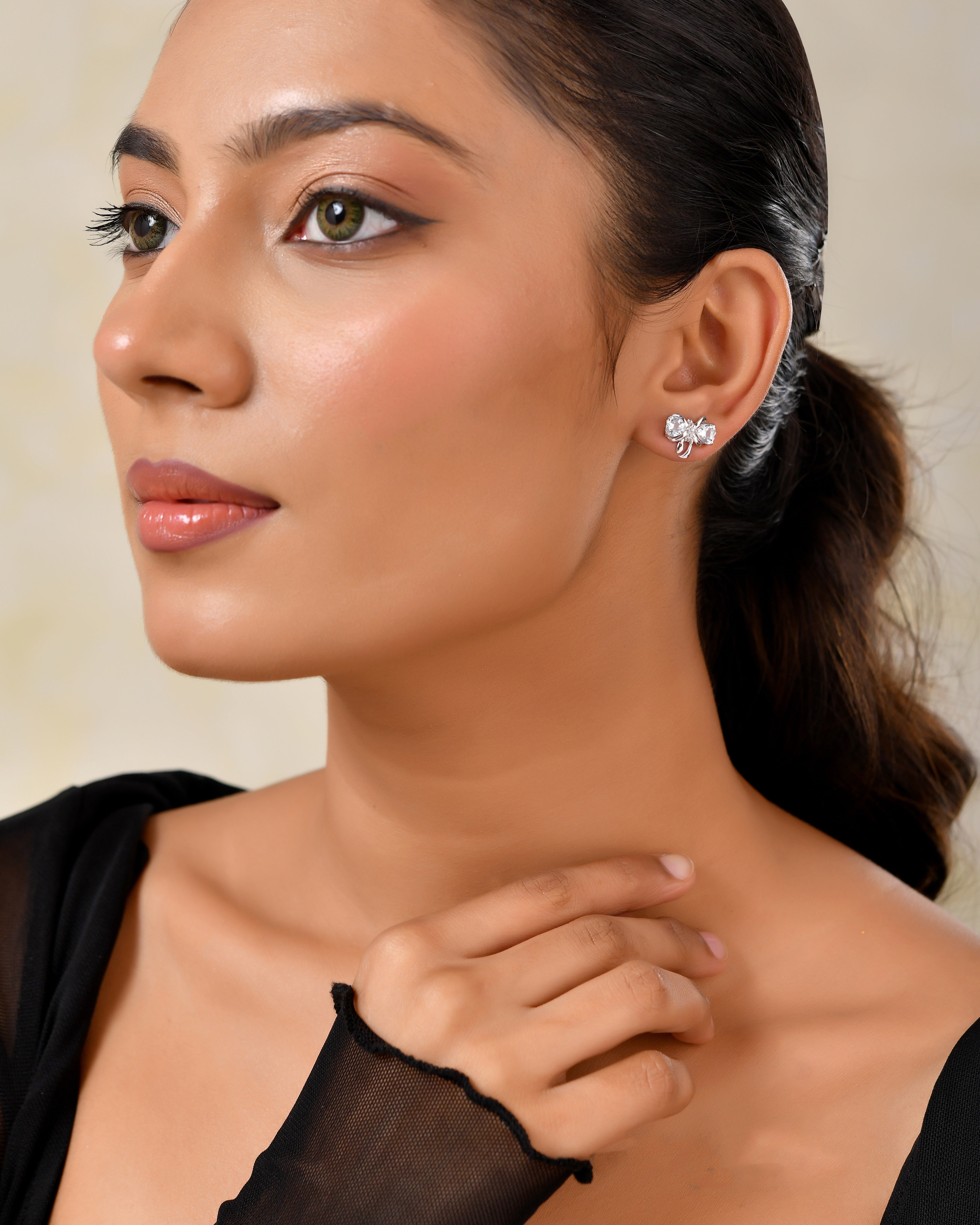Aveline Sky Blue Topaz Bow Earrings