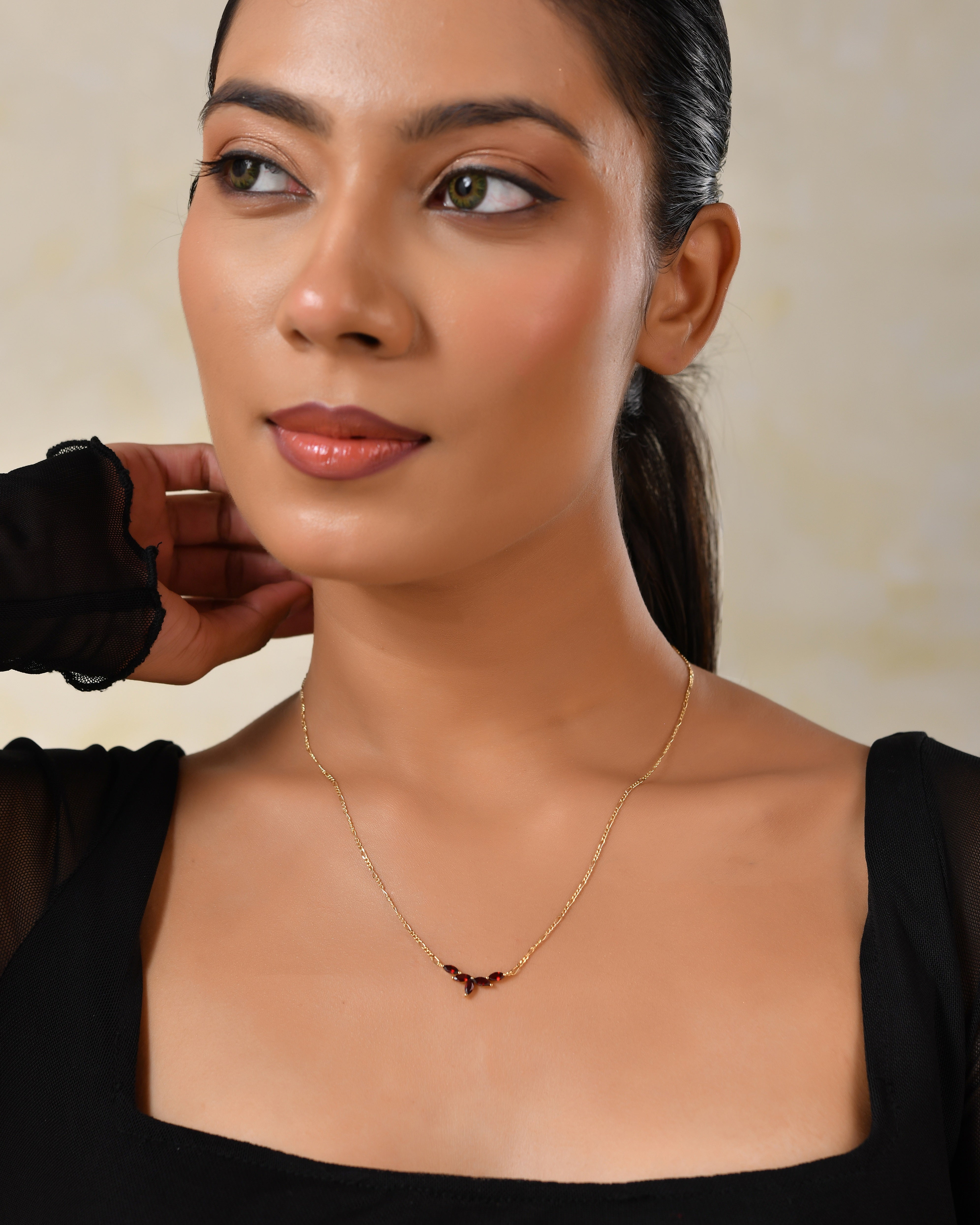 Marcelline Garnet Marquise Necklace