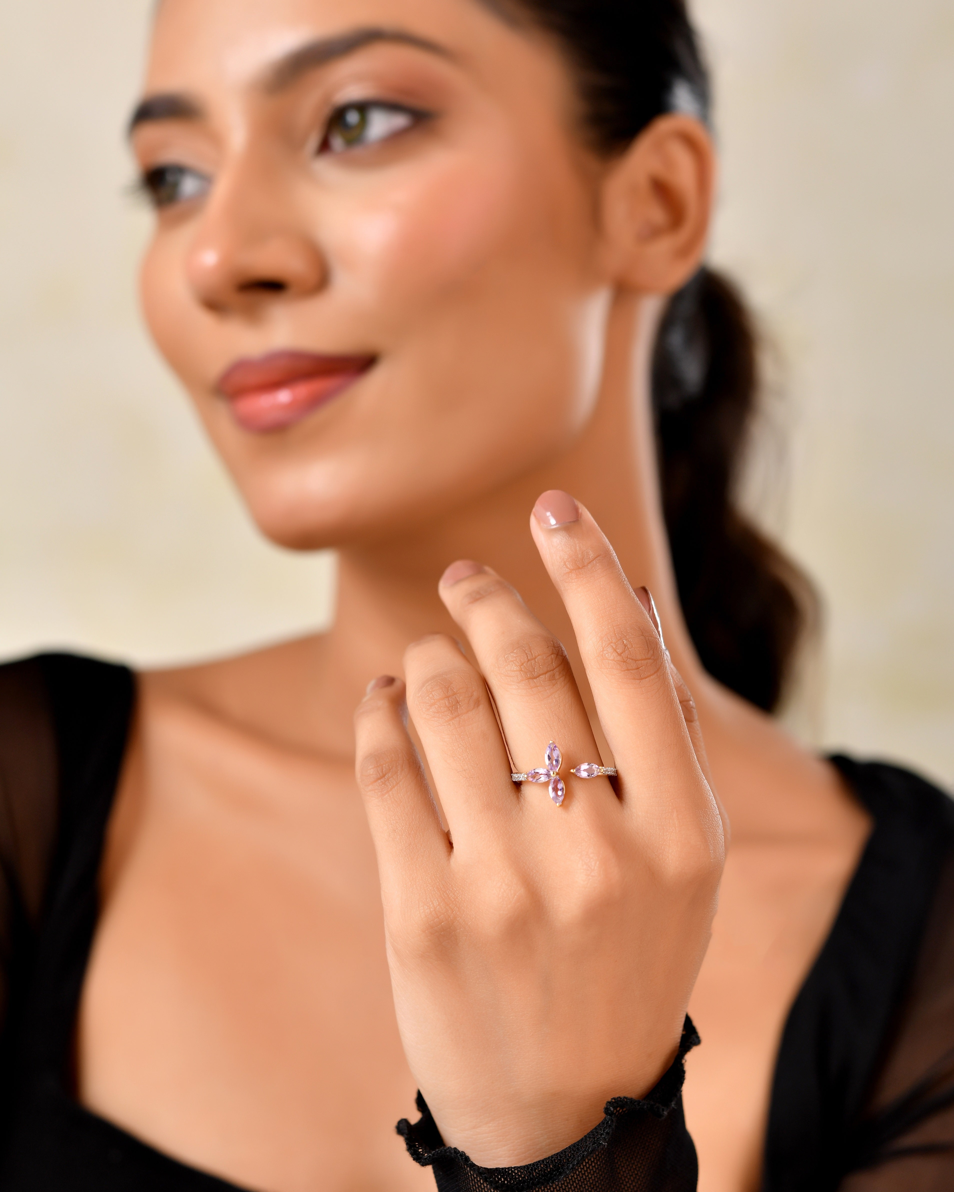 Ameline Amethyst Petal Ring