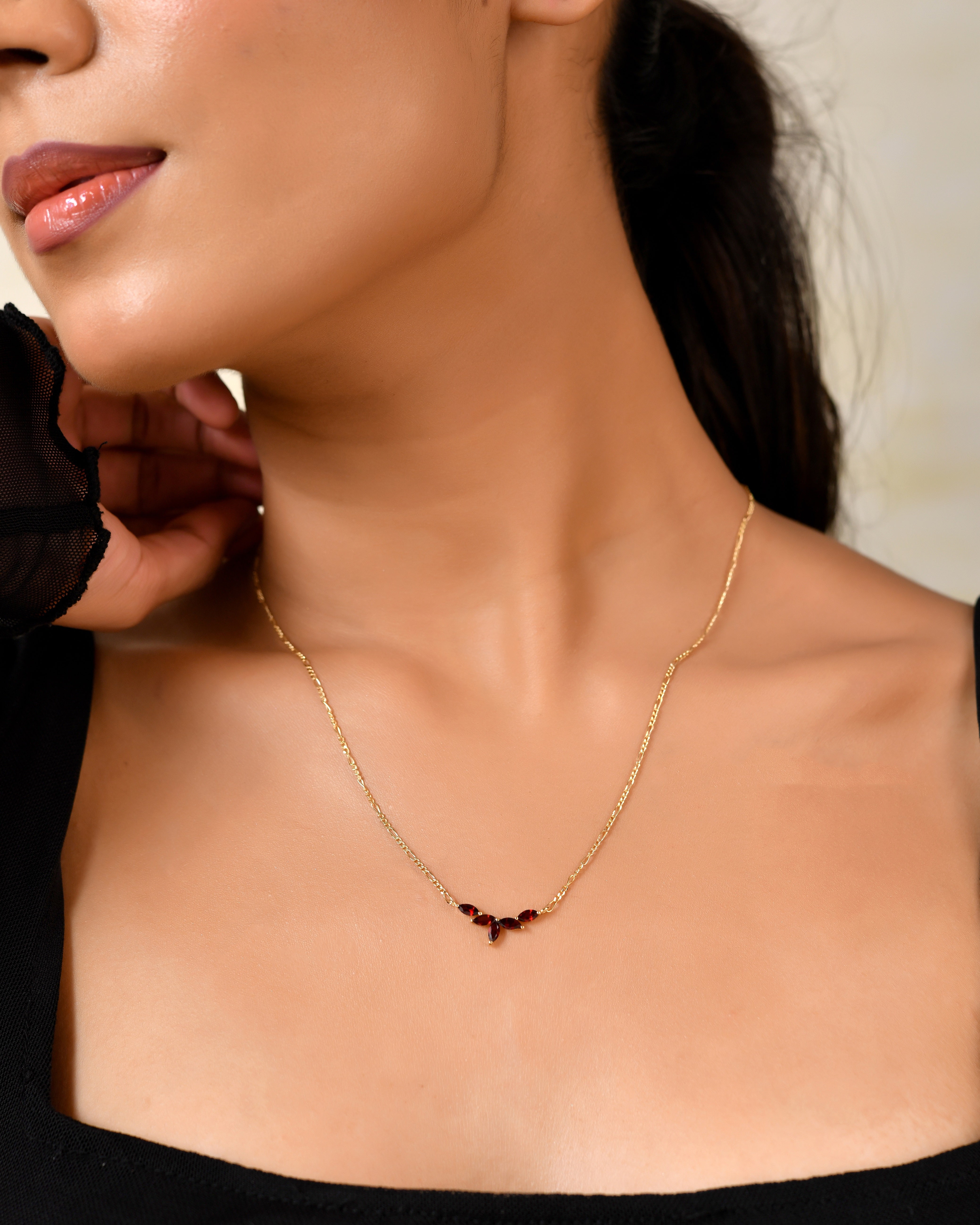 Marcelline Garnet Marquise Necklace