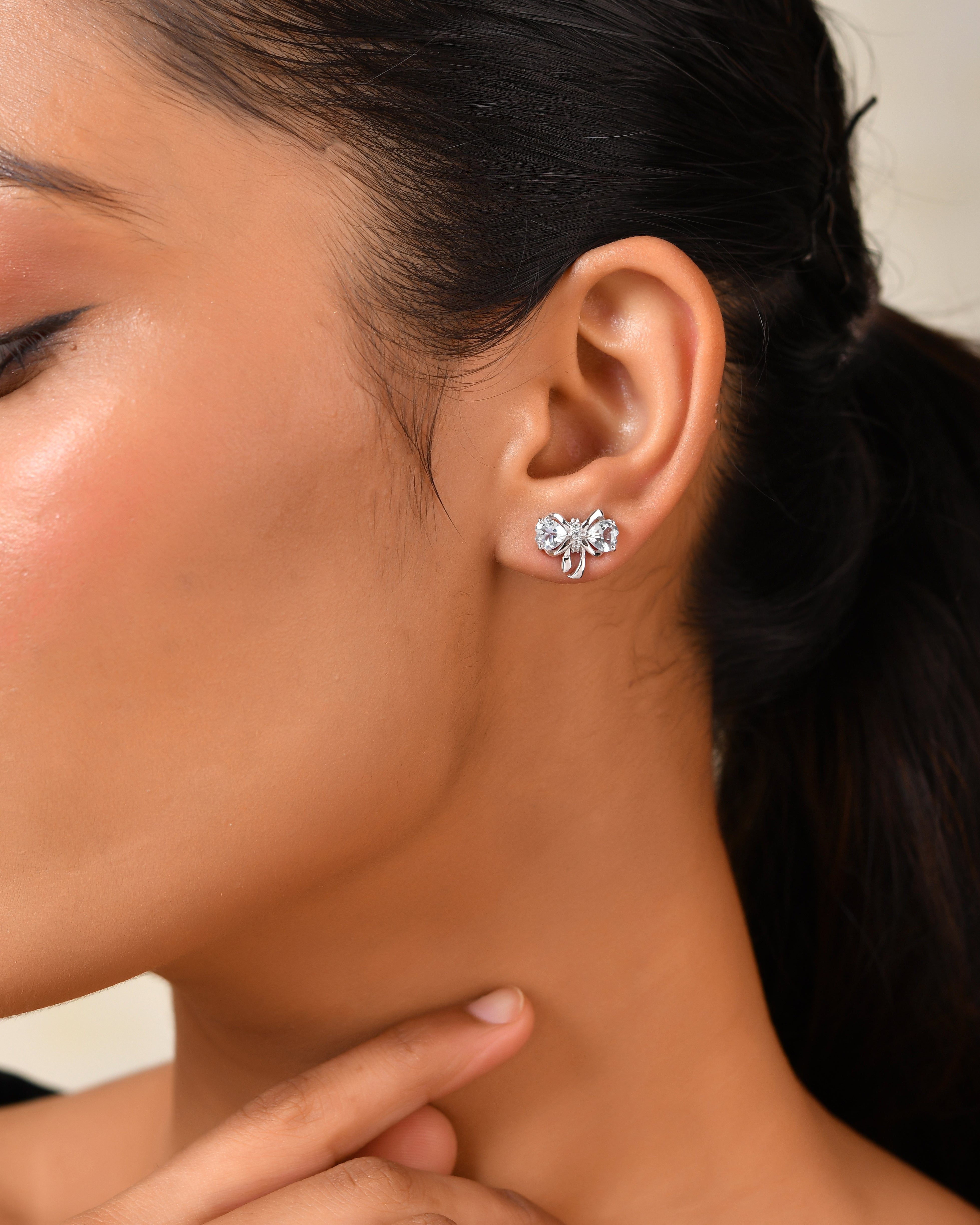 Aveline Sky Blue Topaz Bow Earrings