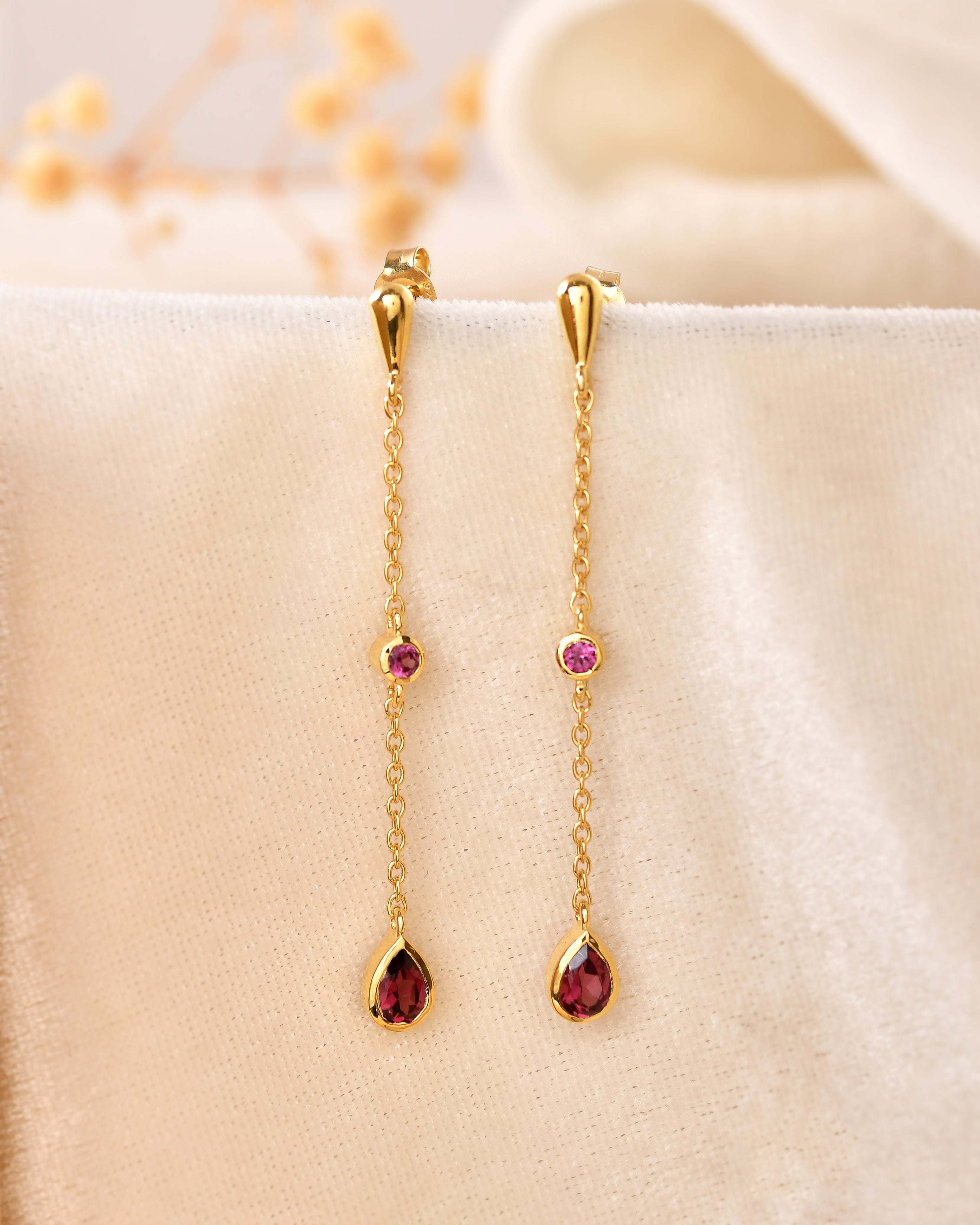 Rosavelle Rhodolite Drop Earrings