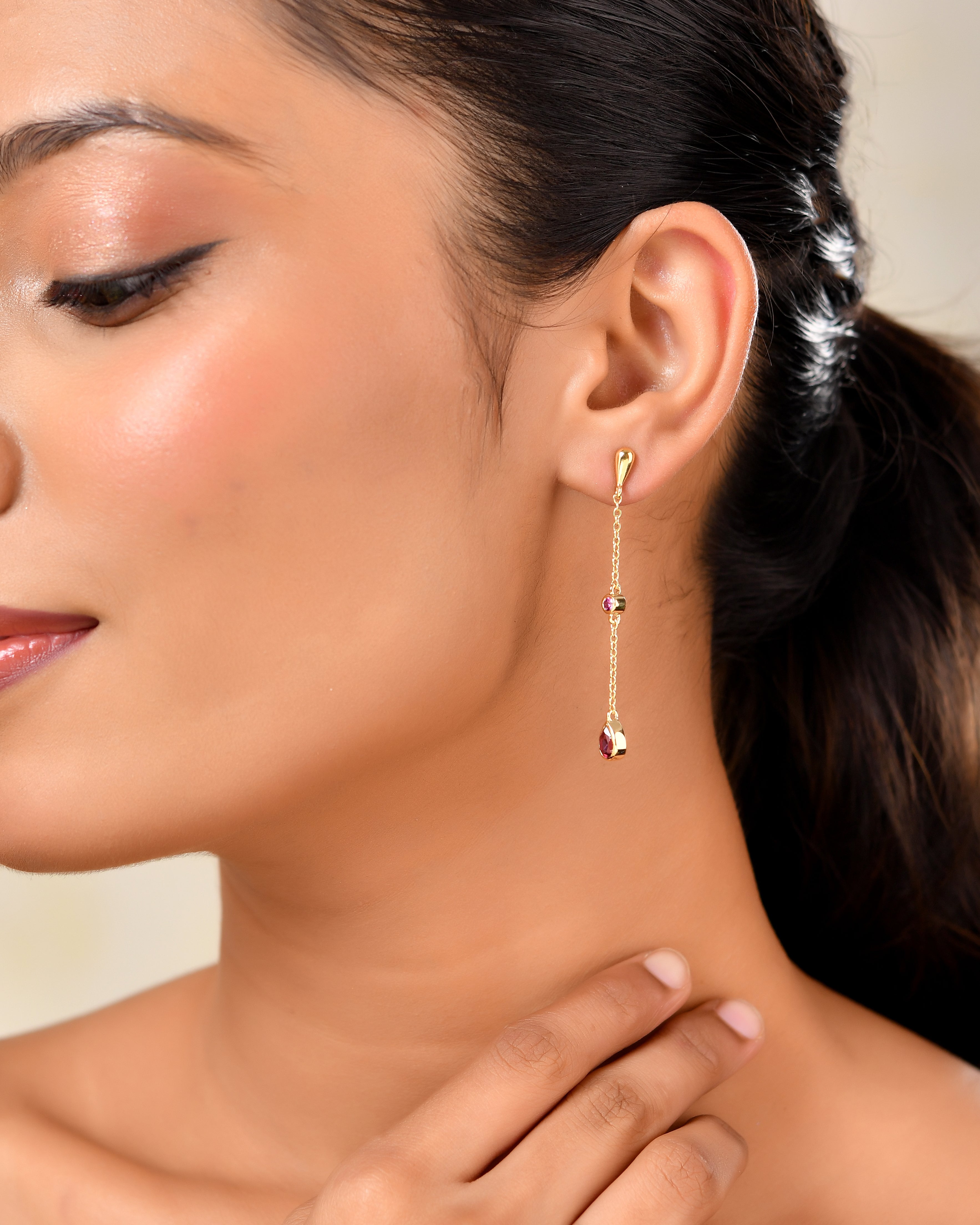 Rosavelle Rhodolite Drop Earrings