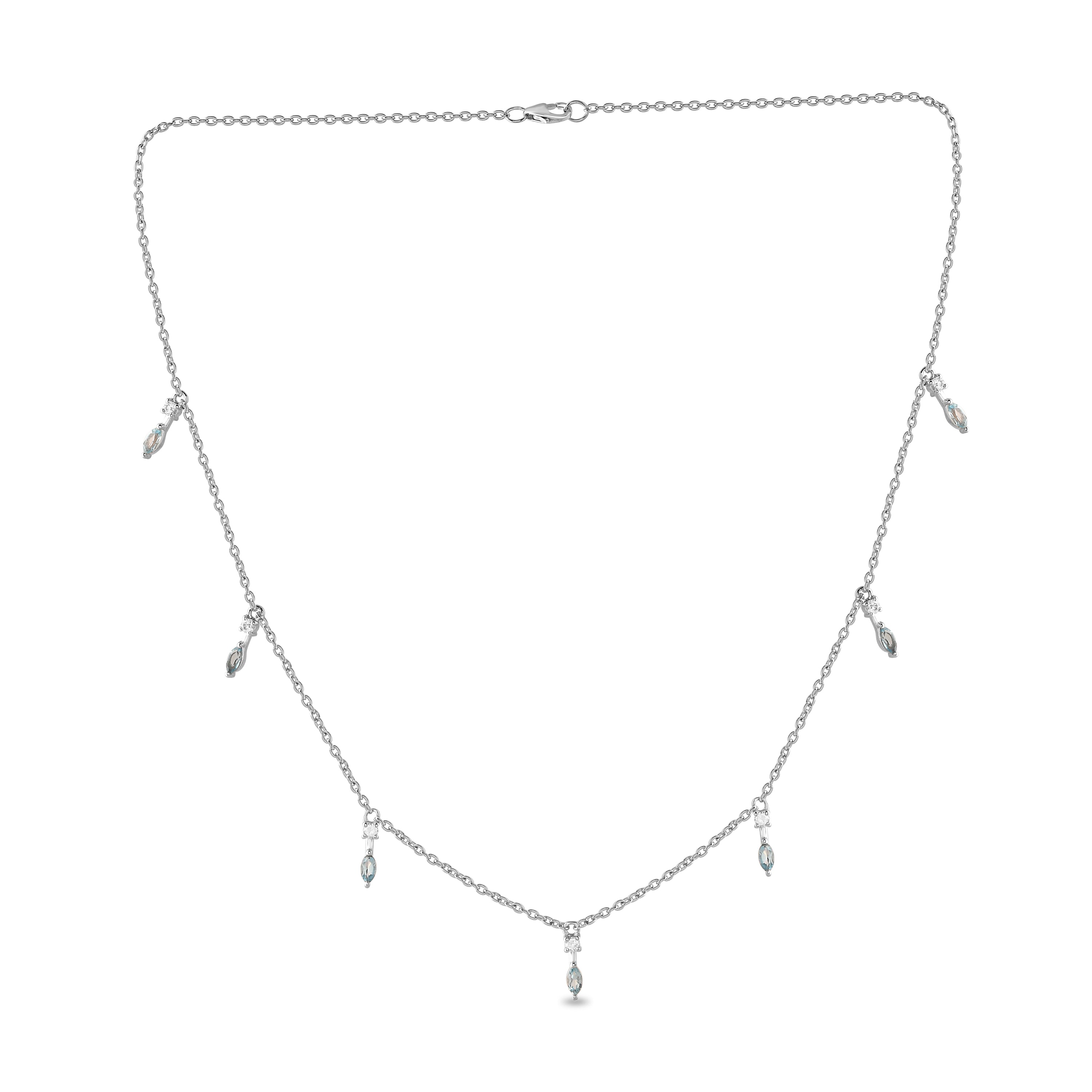 Azurine Swiss Blue Topaz Charm Necklace
