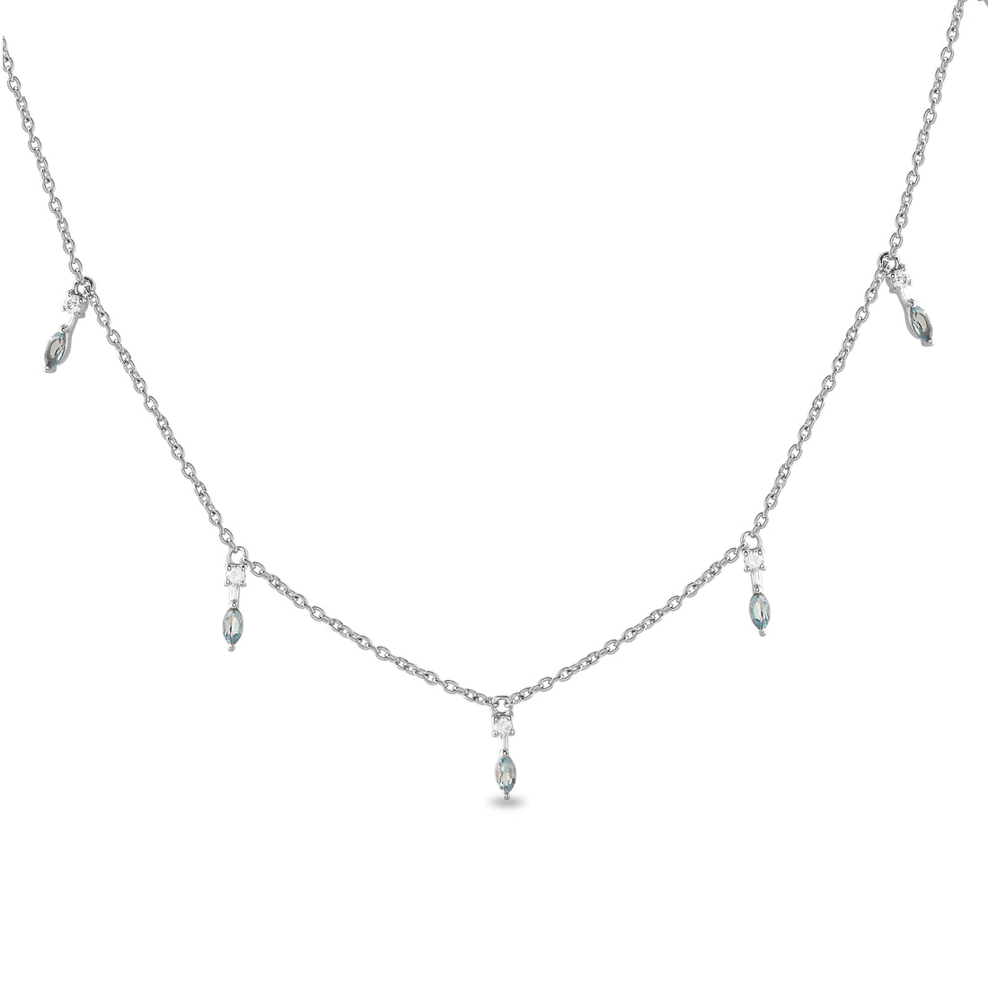 Azurine Swiss Blue Topaz Charm Necklace