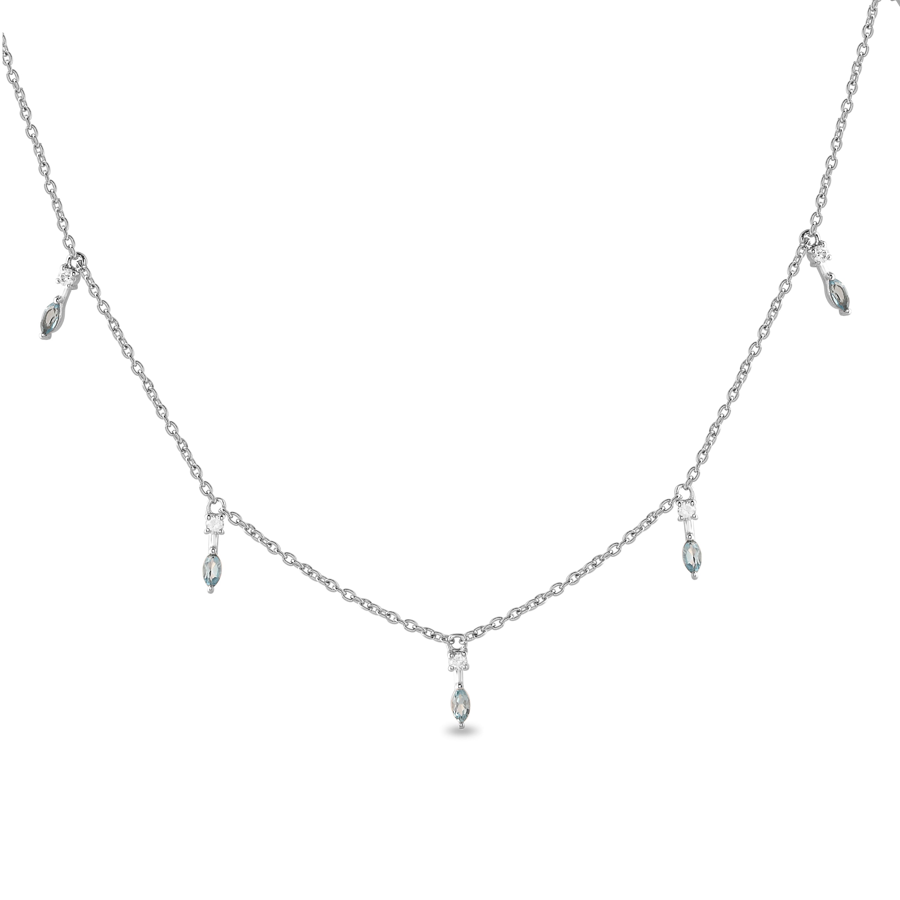 Azurine Swiss Blue Topaz Charm Necklace