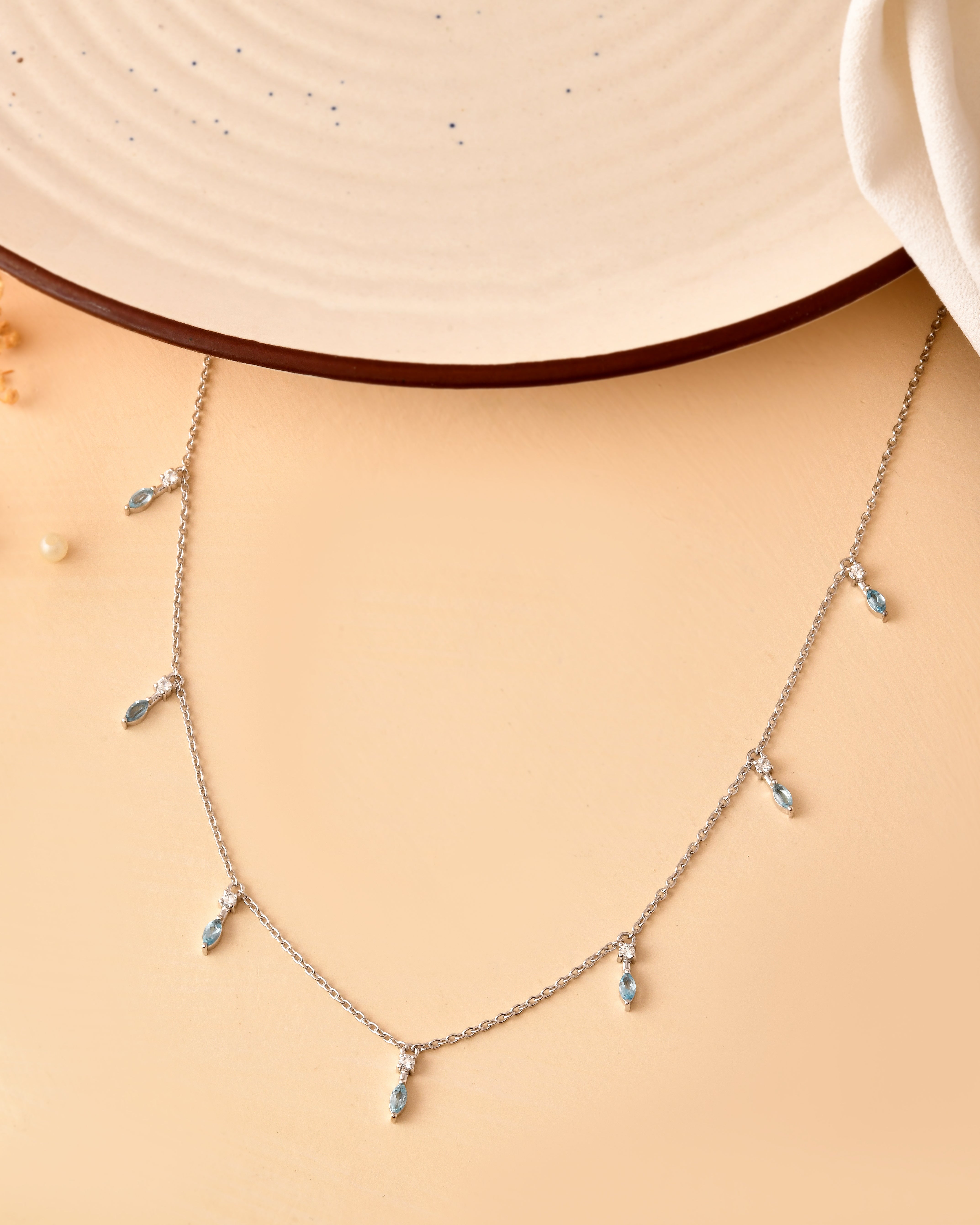 Azurine Swiss Blue Topaz Charm Necklace