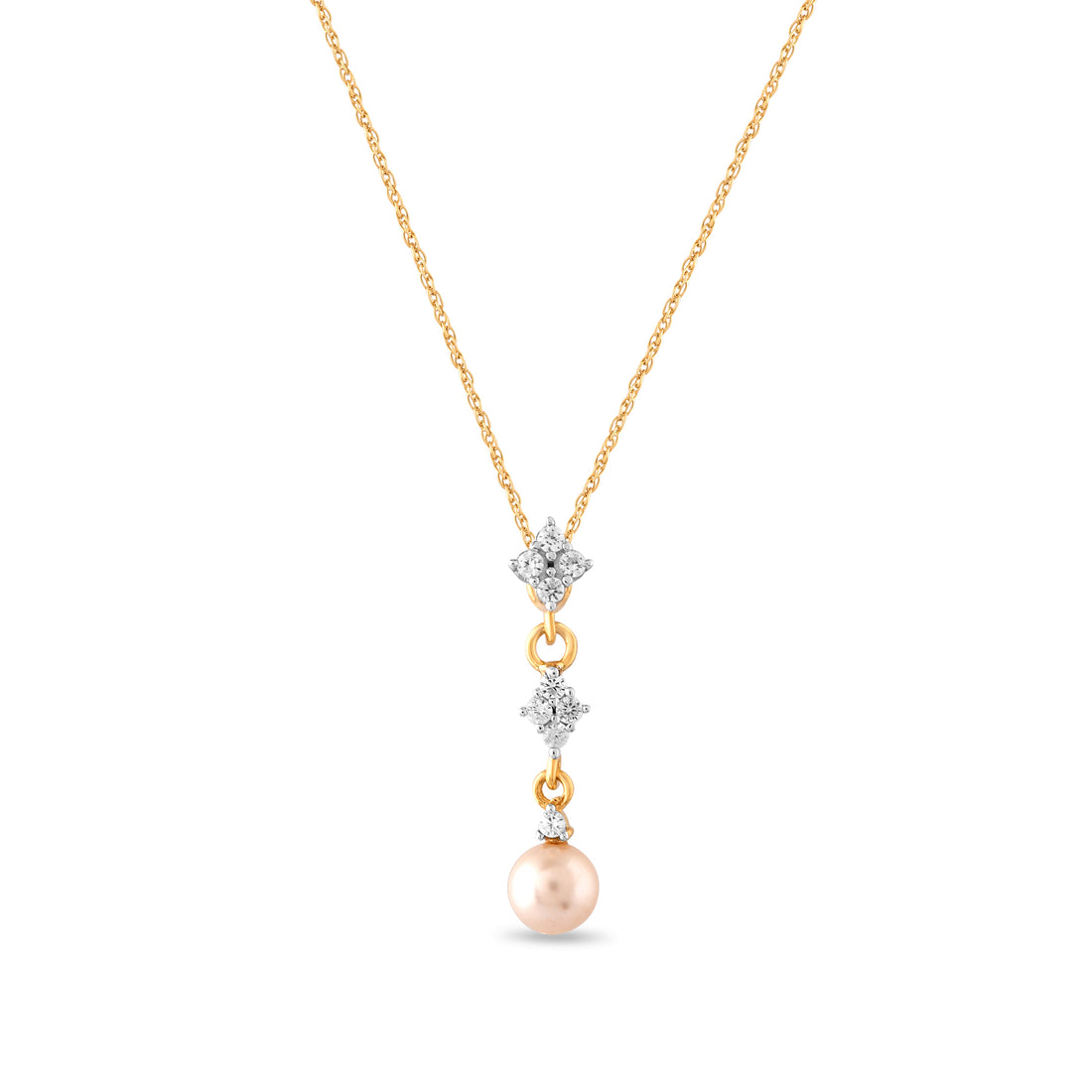 Lunevia Pearl & Zircon Drop Pendant with Silver Chain