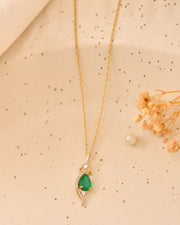 Verdelisse Green Onyx & Zircon Pendant with Silver Chain