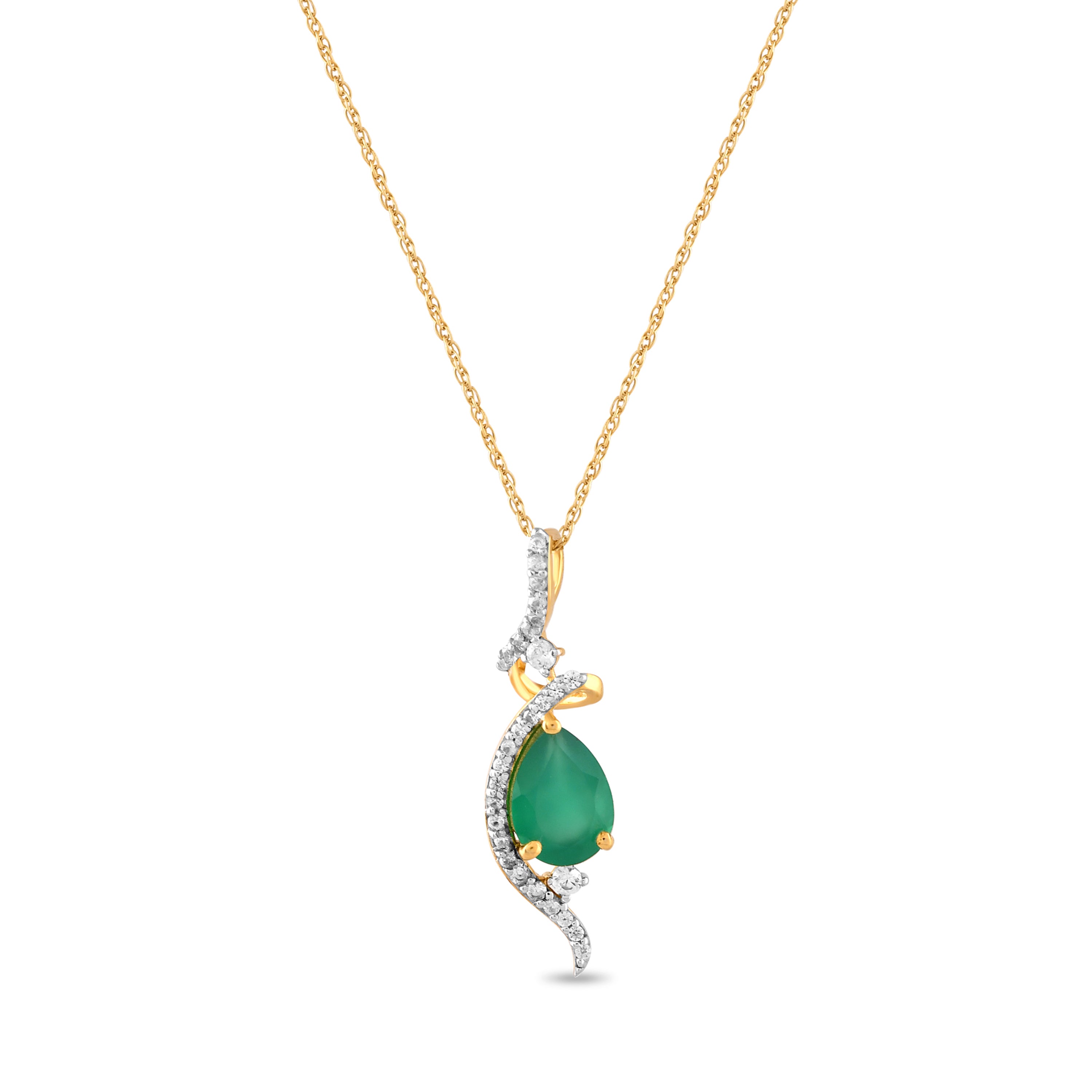 Verdelisse Green Onyx & Zircon Pendant with Silver Chain