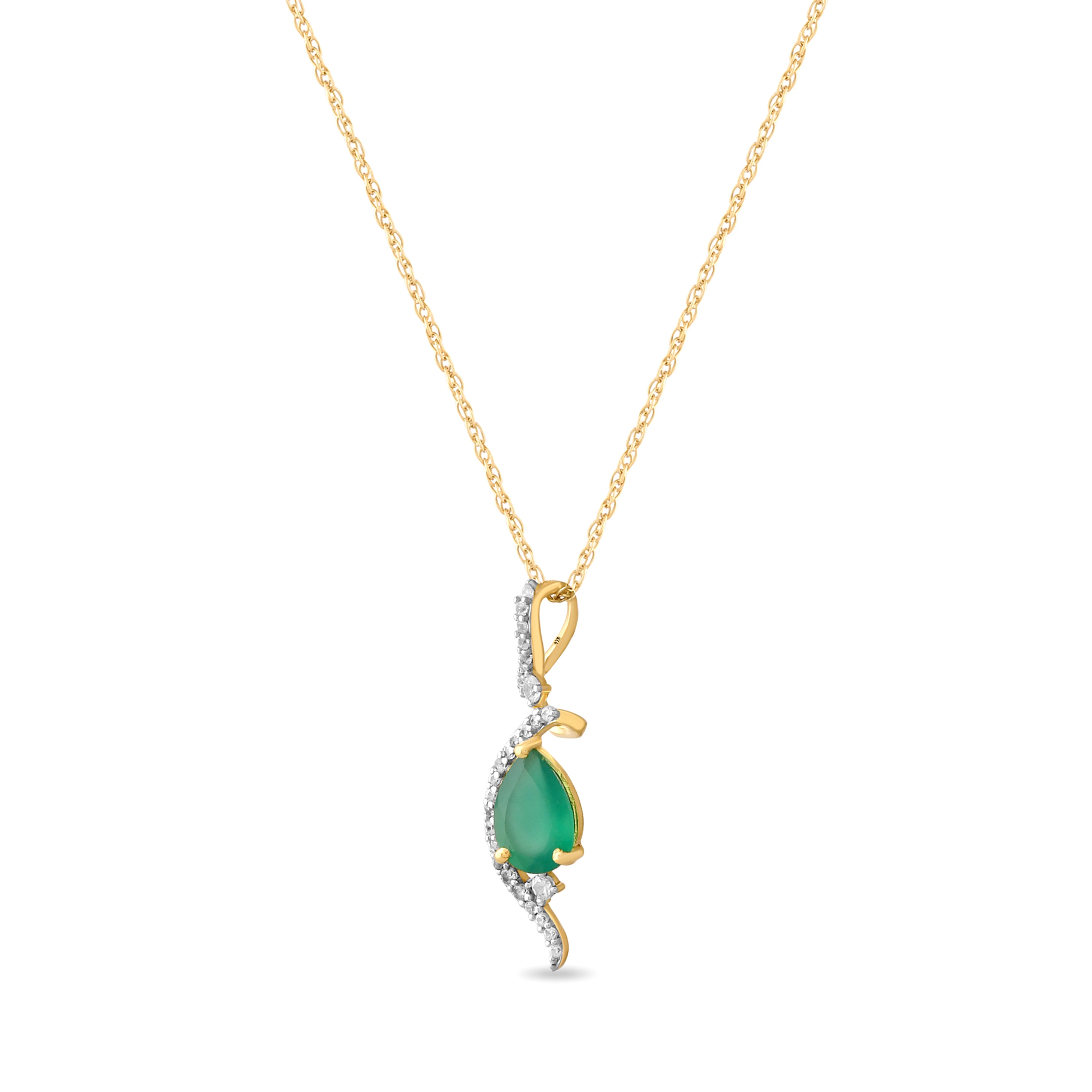 Verdelisse Green Onyx & Zircon Pendant with Silver Chain