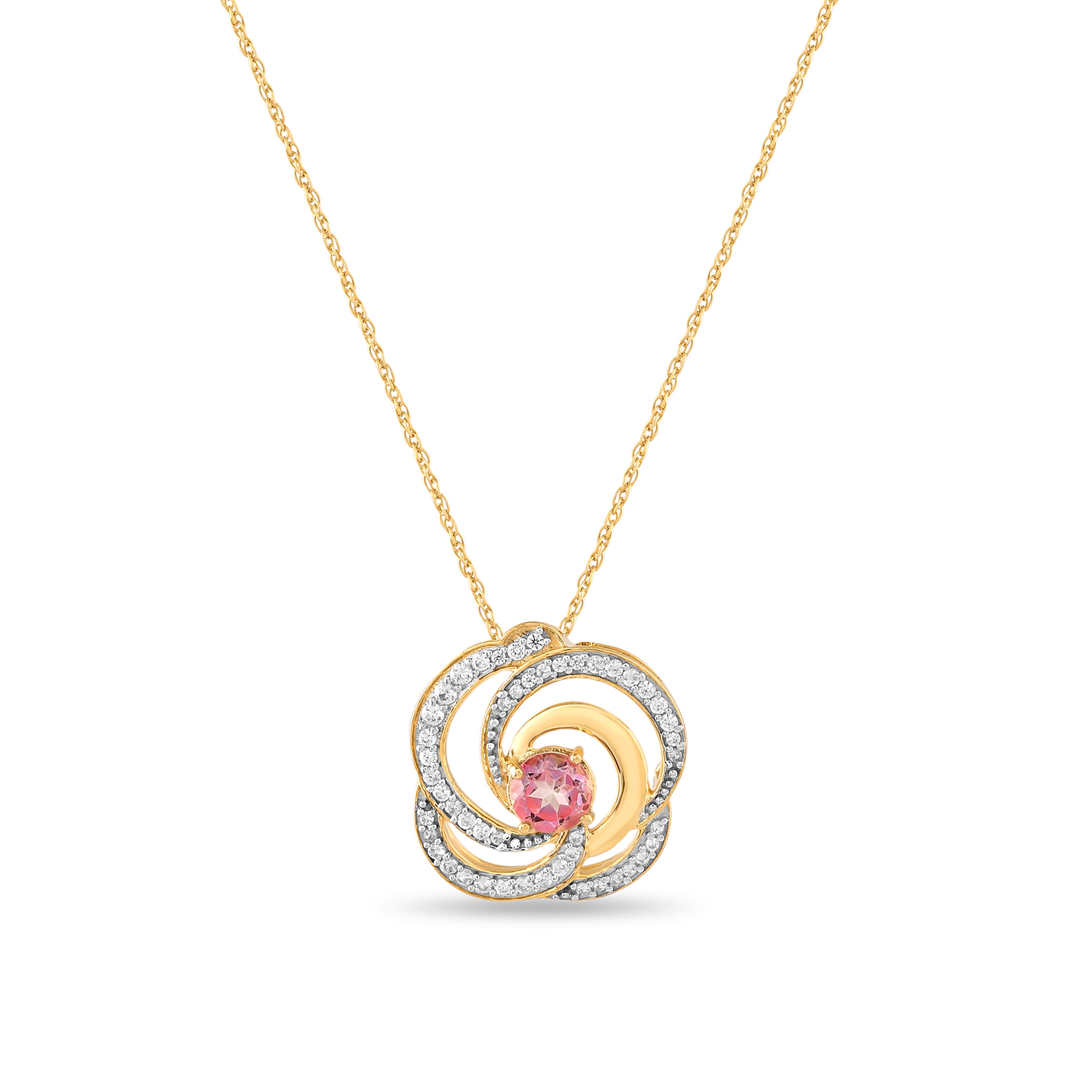 Rosavelle Pink Topaz Swirl Pendant with Silver Chain