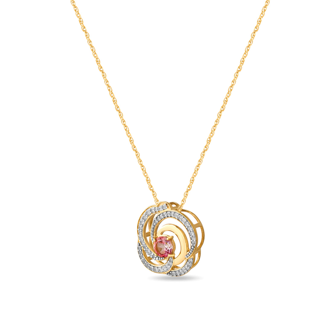 Rosavelle Pink Topaz Swirl Pendant with Silver Chain