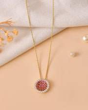 Rhodeora Rhodolite Halo Pendant with Silver Chain