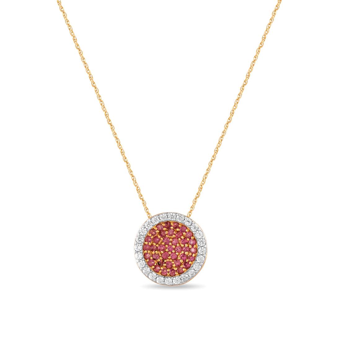 Rhodeora Rhodolite Halo Pendant with Silver Chain