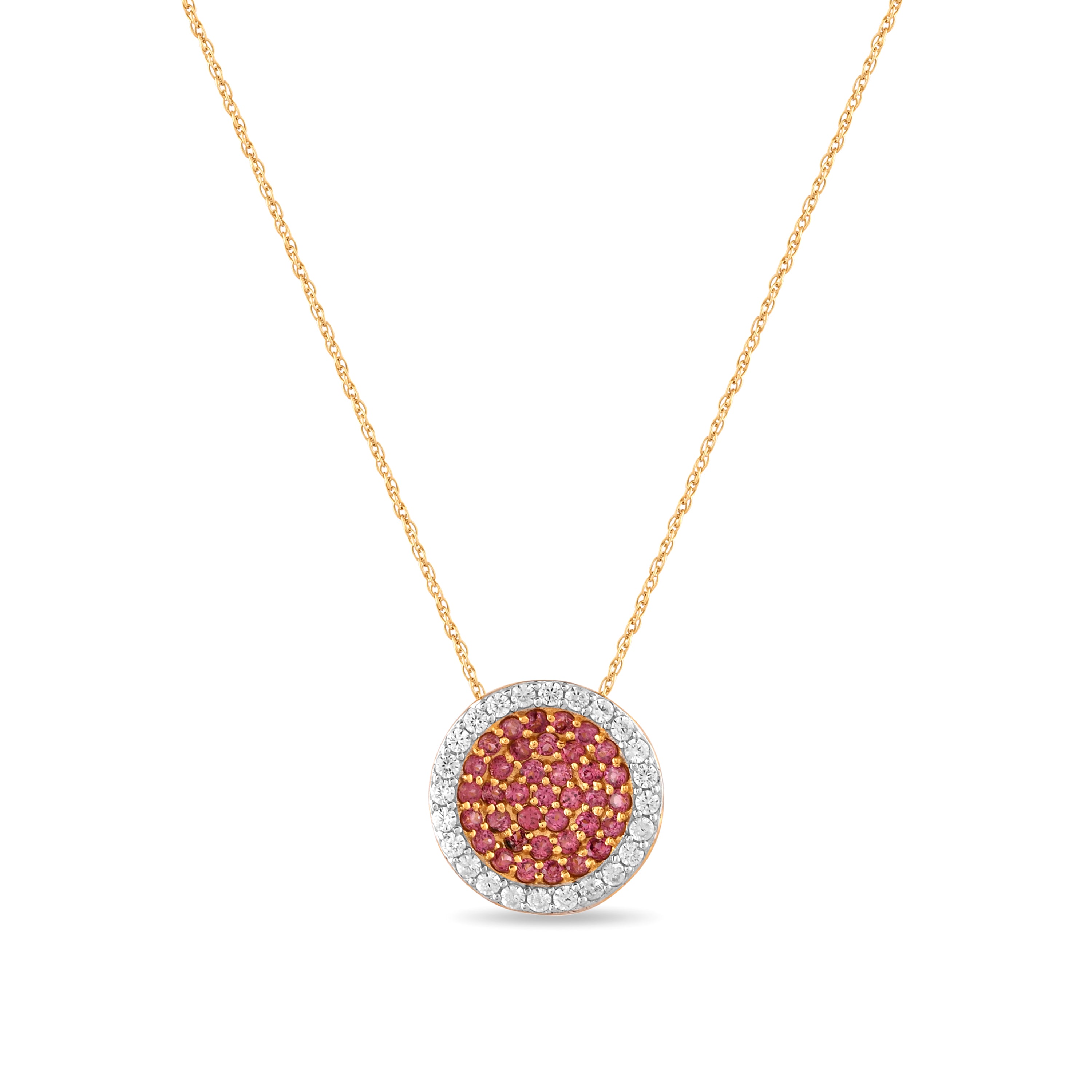 Rhodeora Rhodolite Halo Pendant with Silver Chain