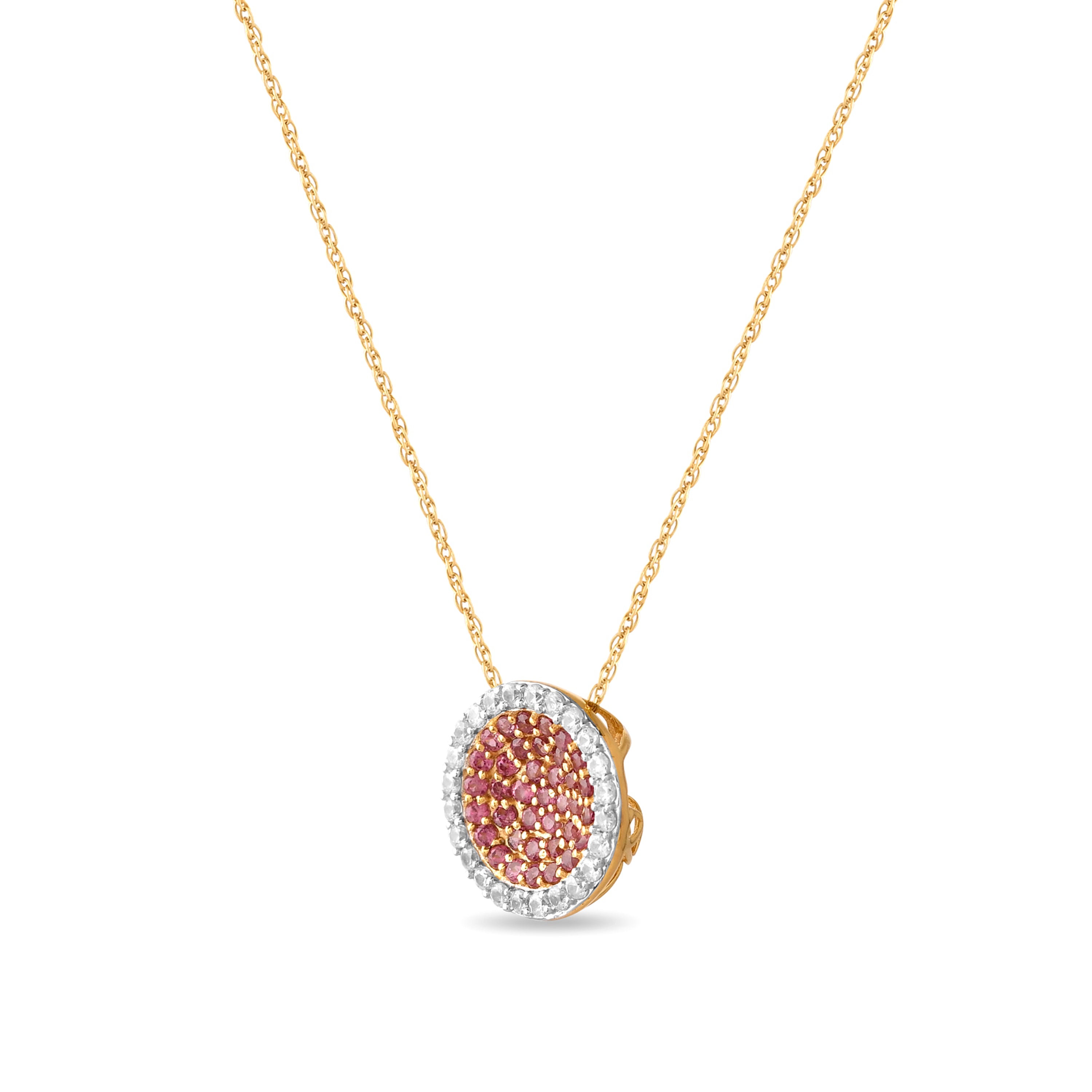 Rhodeora Rhodolite Halo Pendant with Silver Chain
