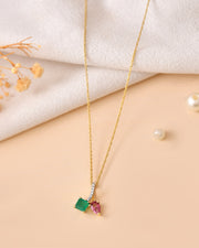 Roseverde Green Onyx & Pink Topaz Pendant with Silver Chain