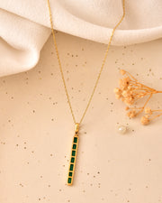Verdanza Green Onyx Linear Pendant with Silver Chain