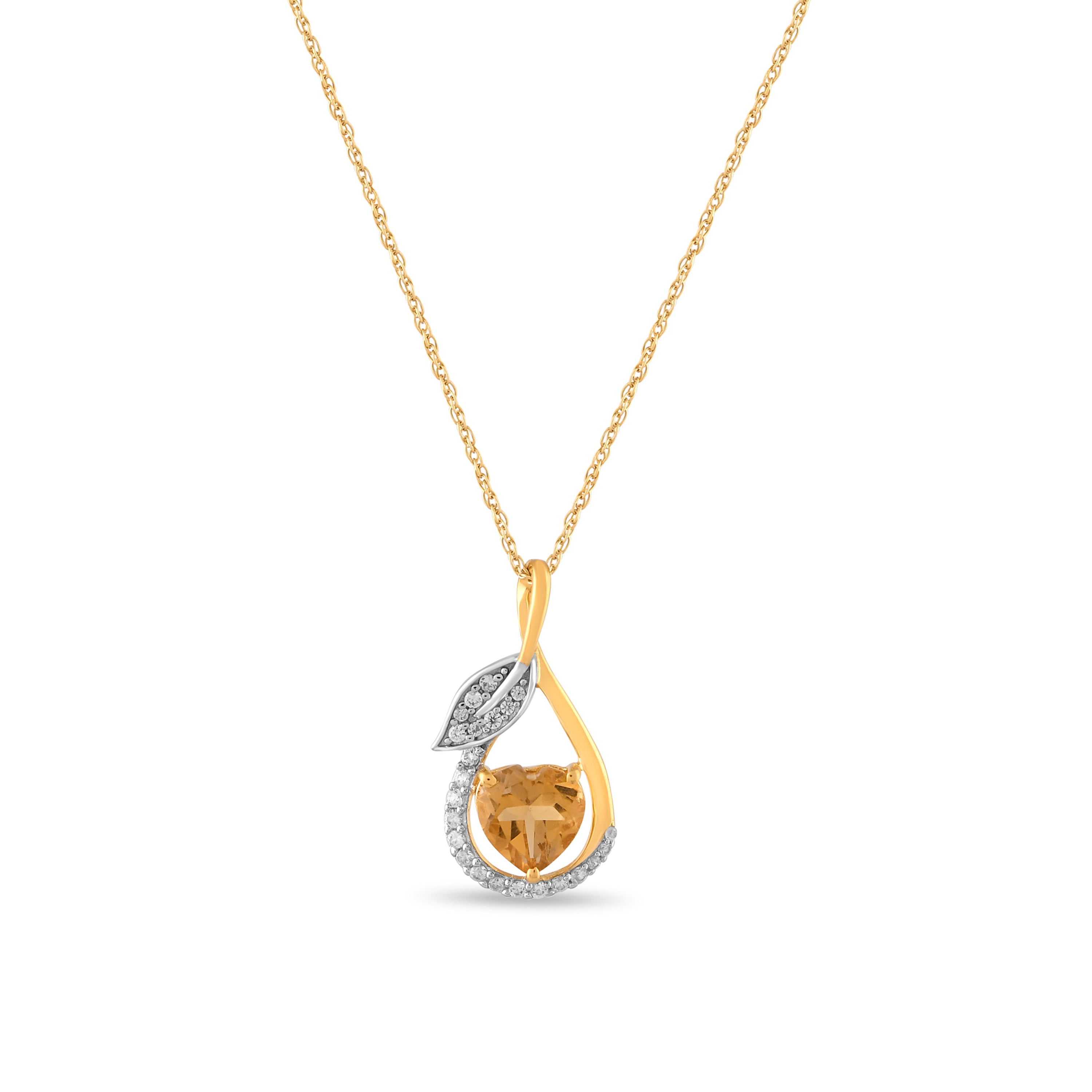 Soleheart Citrine & Zircon Pendant with Silver Chain