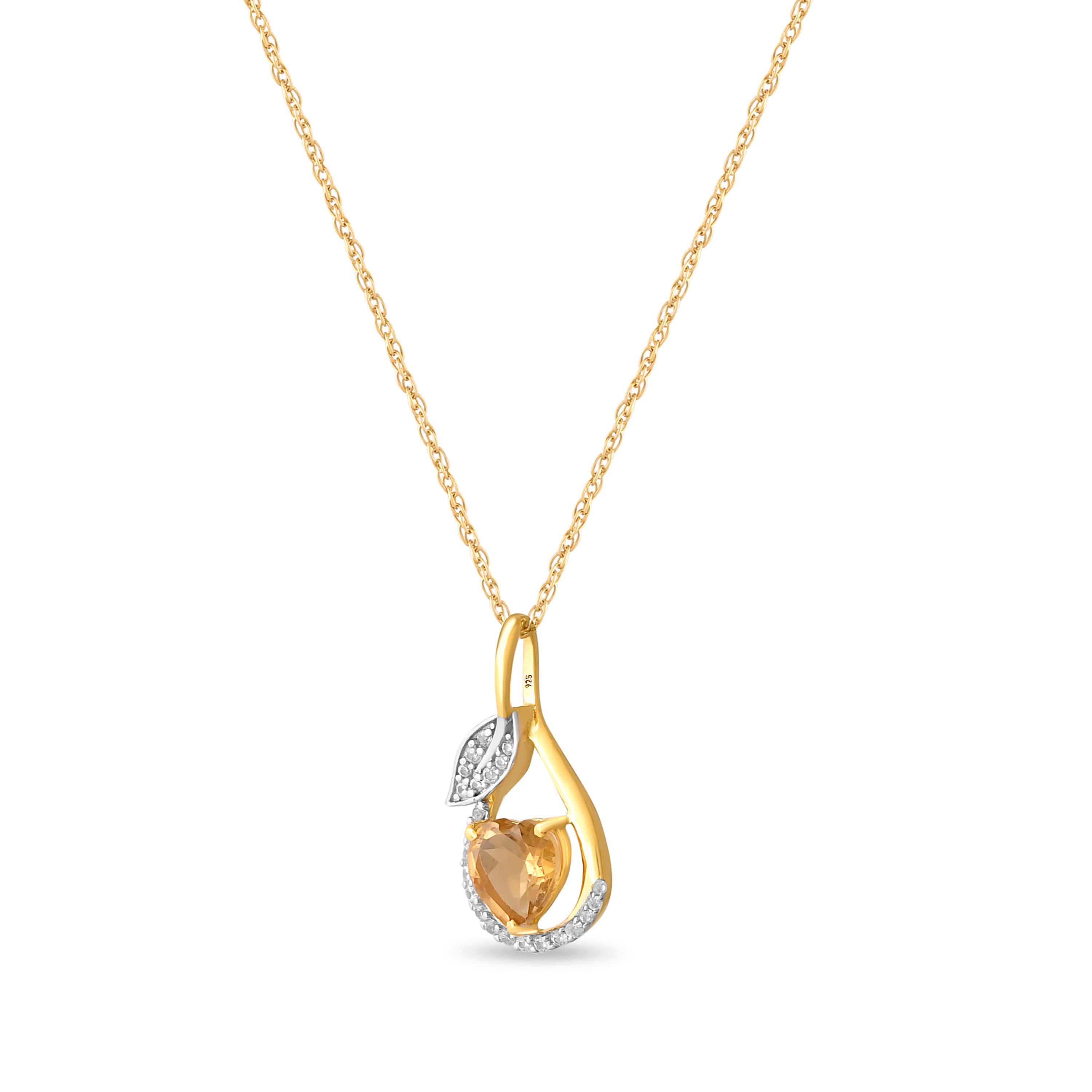 Soleheart Citrine & Zircon Pendant with Silver Chain
