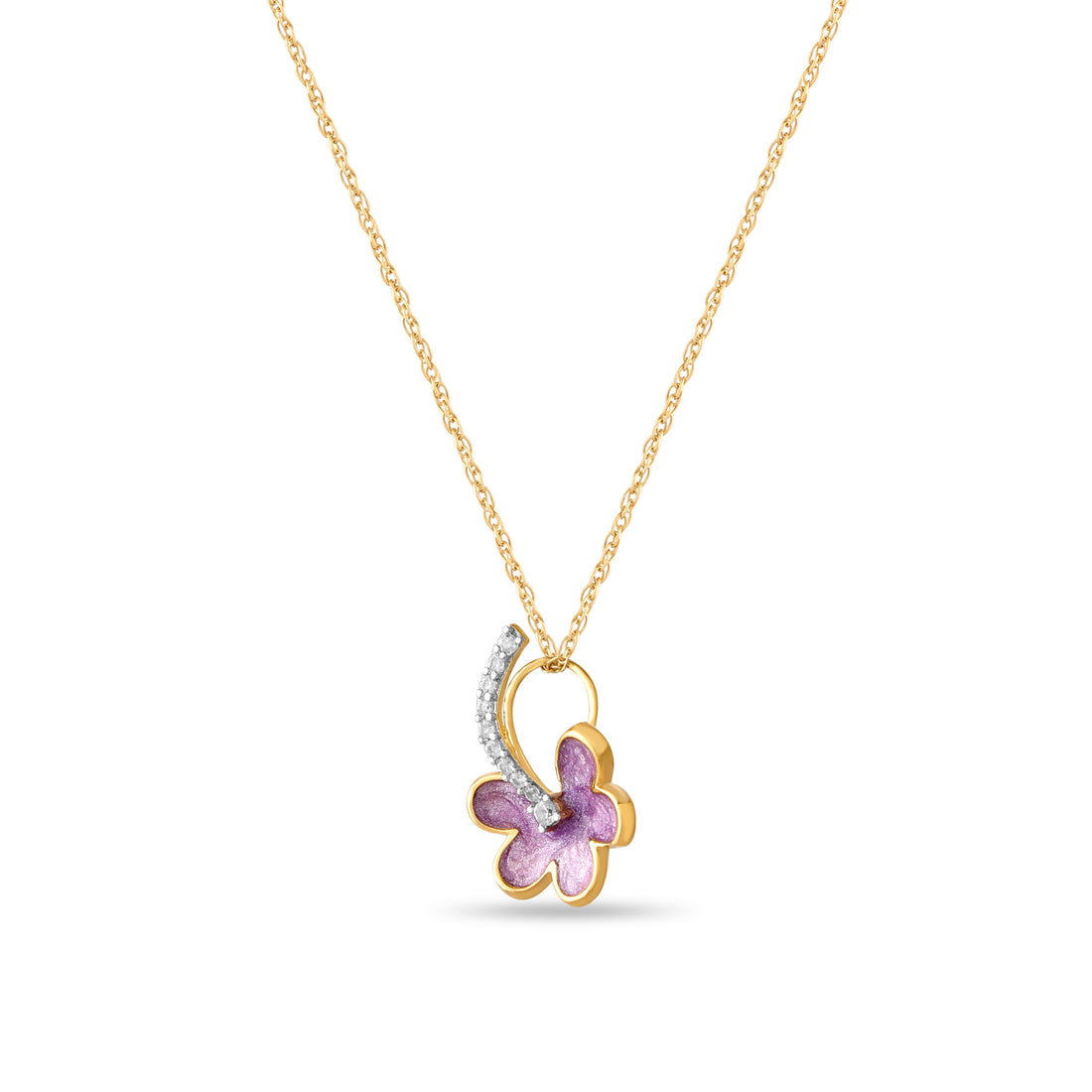 Lavea Lavender Enamel Blossom Pendant with Silver Chain