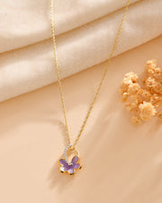 Lavea Lavender Enamel Blossom Pendant with Silver Chain