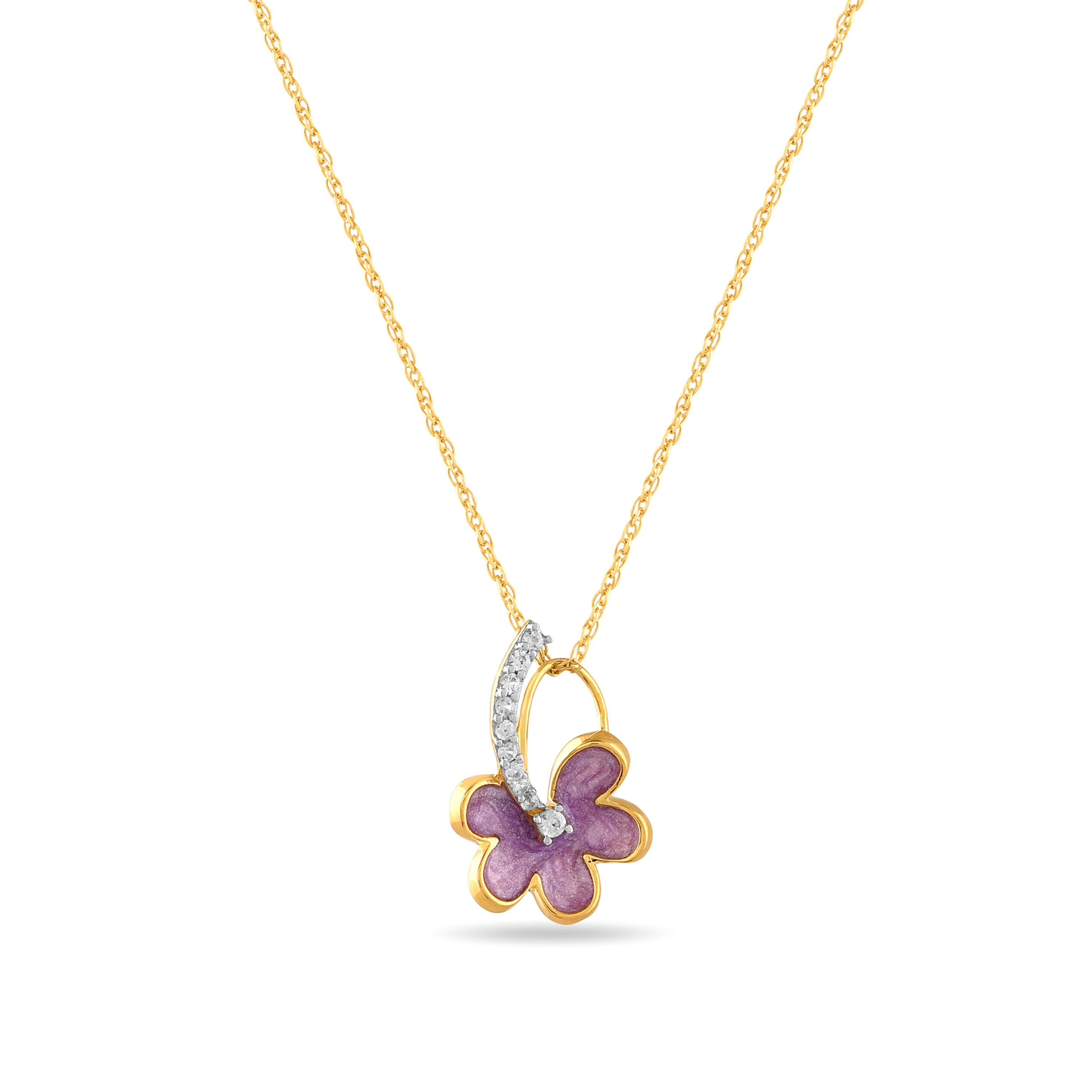 Lavea Lavender Enamel Blossom Pendant with Silver Chain