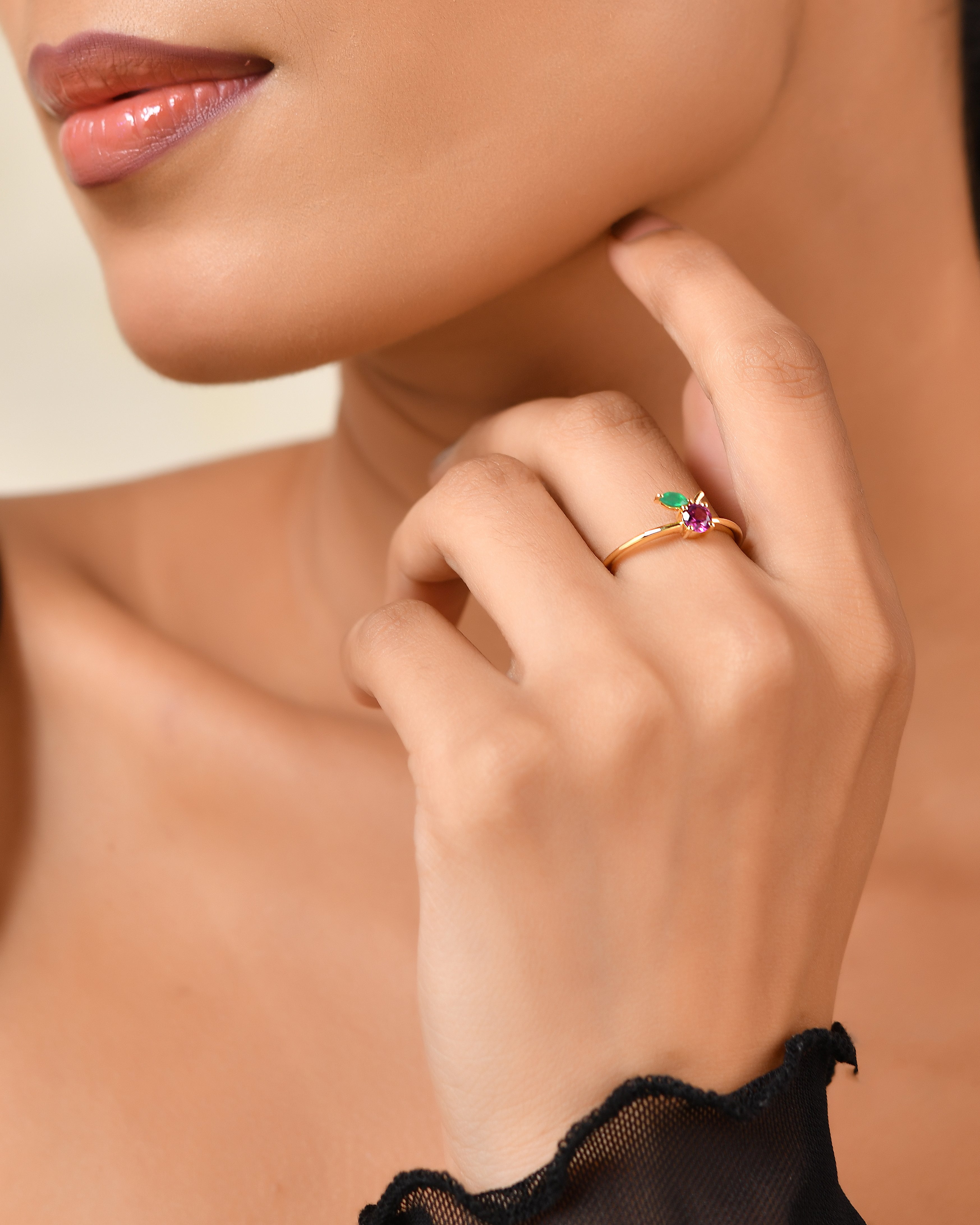Virelia Rhodolite & Green Onyx Ring