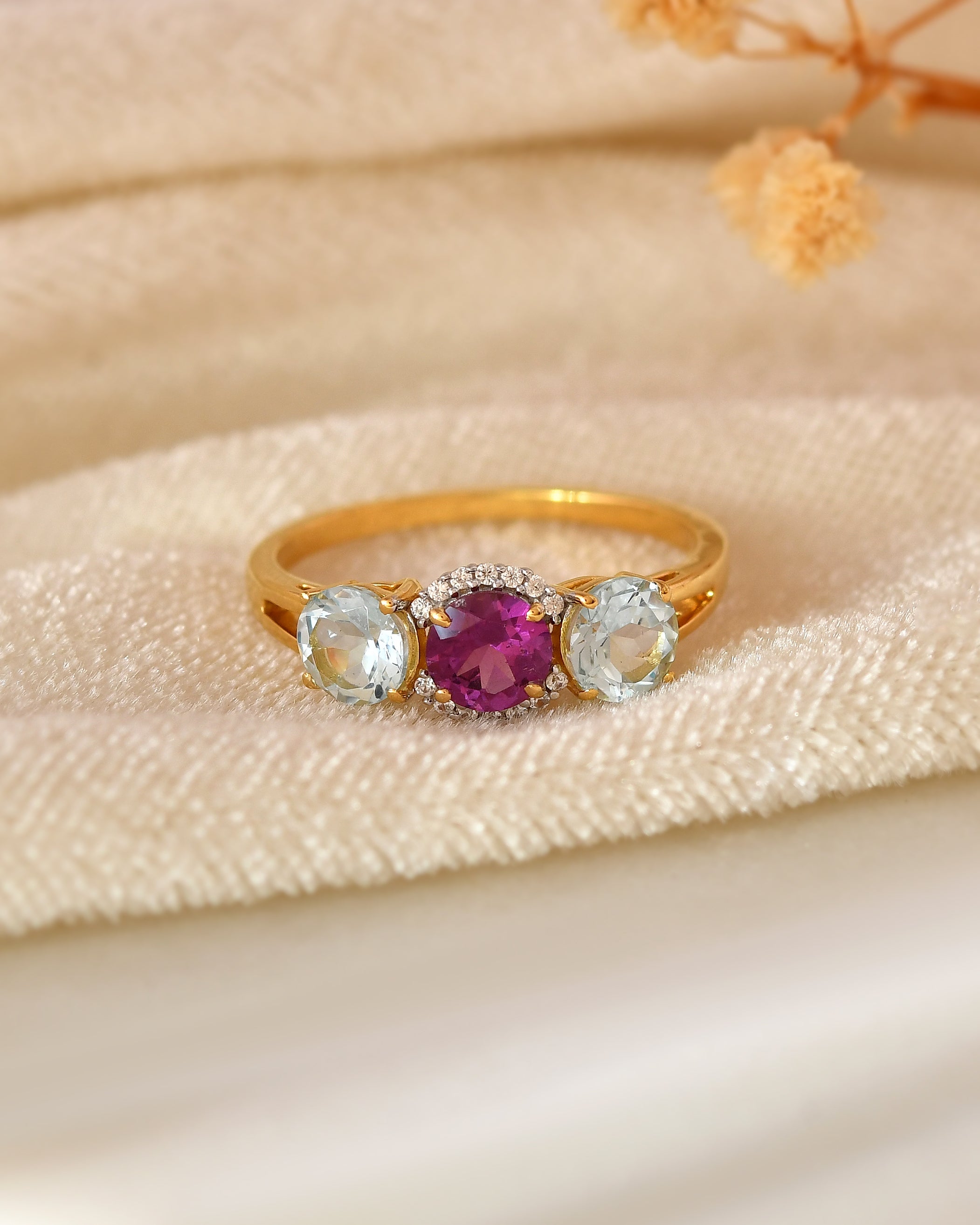 Roseazure Twin Topaz Ring