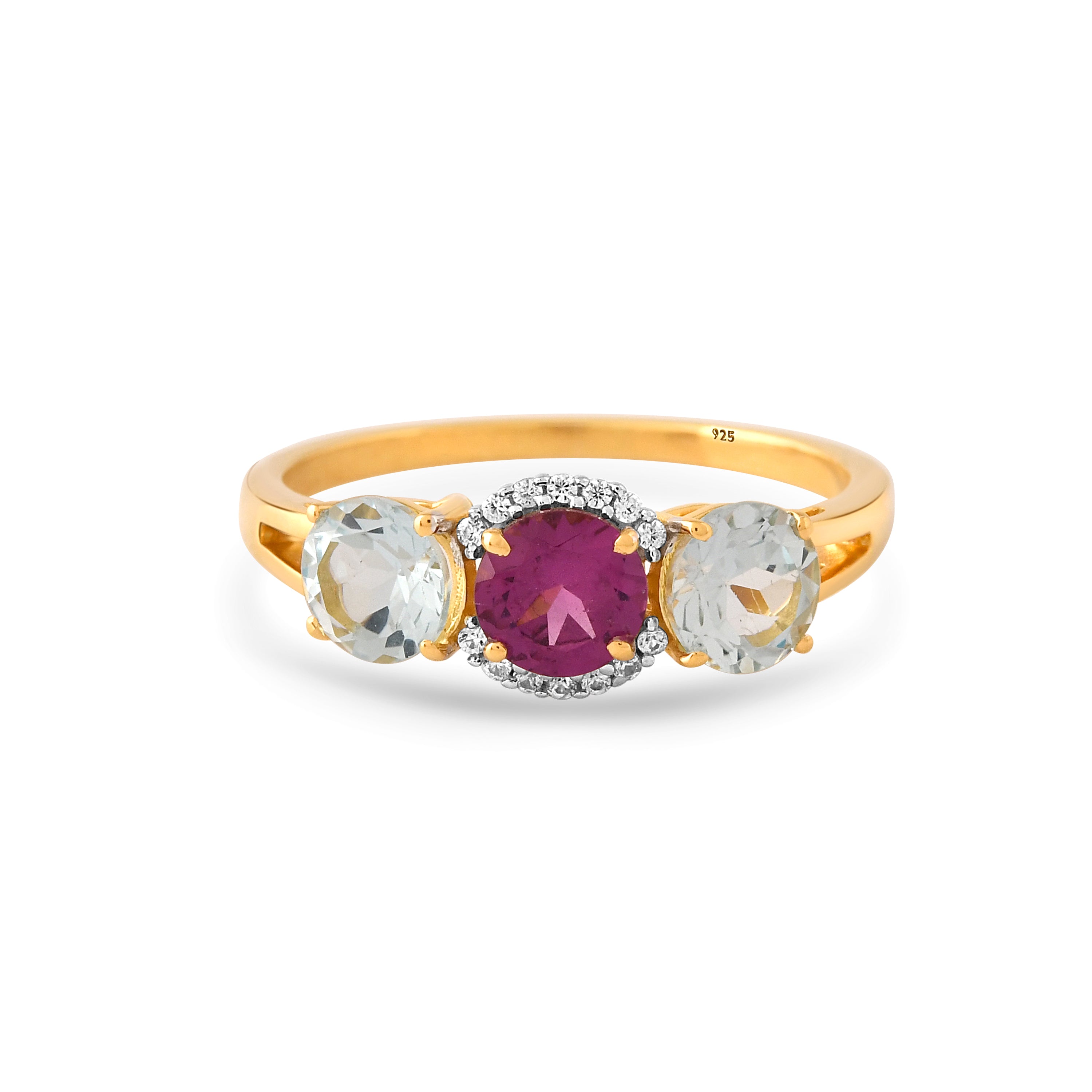 Roseazure Twin Topaz Ring