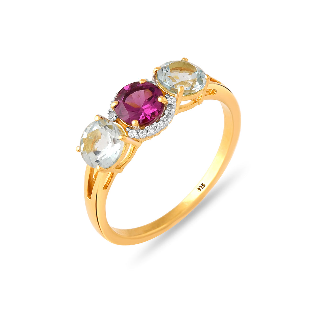 Roseazure Twin Topaz Ring