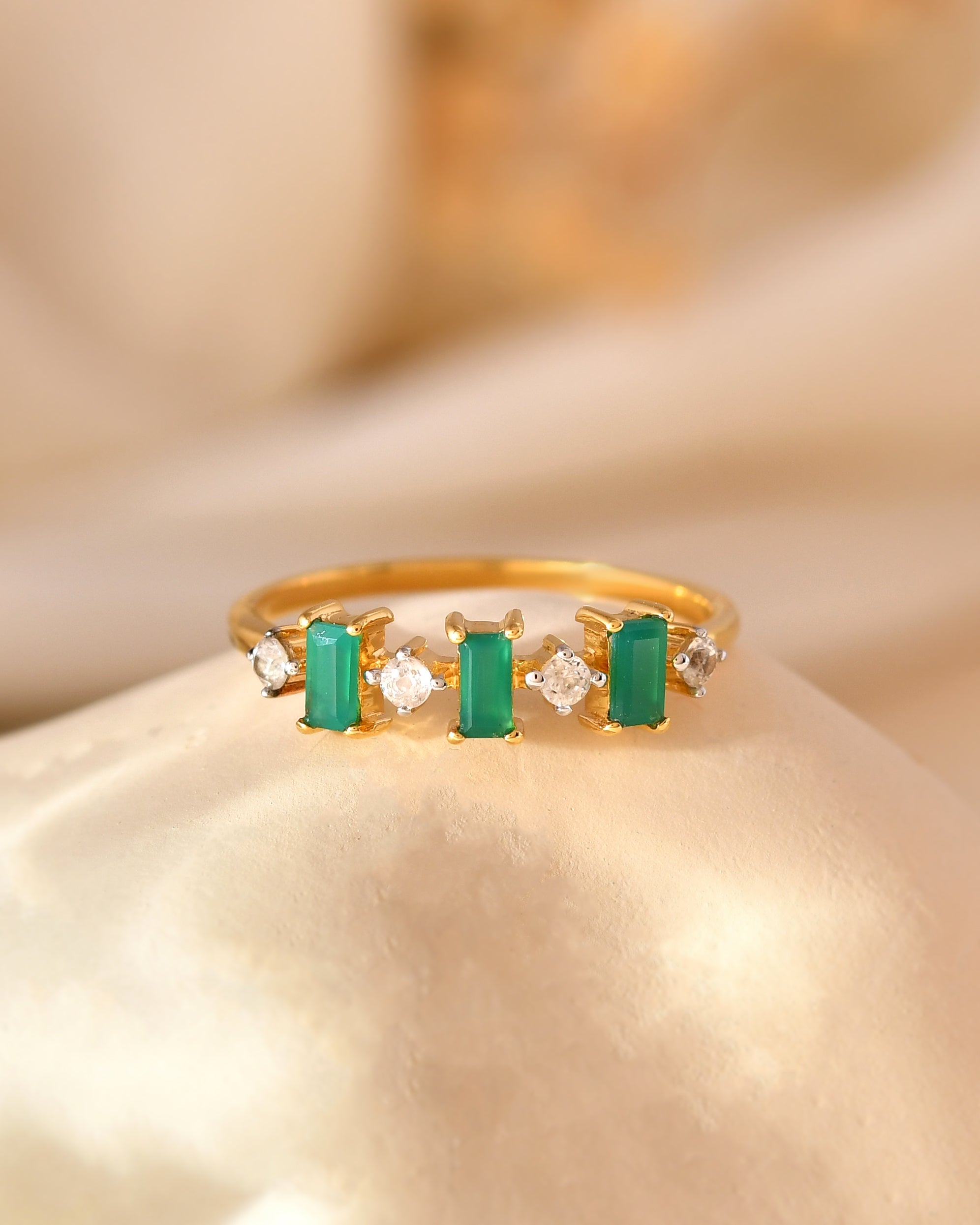 Veridienne Green Onyx Baguette Ring