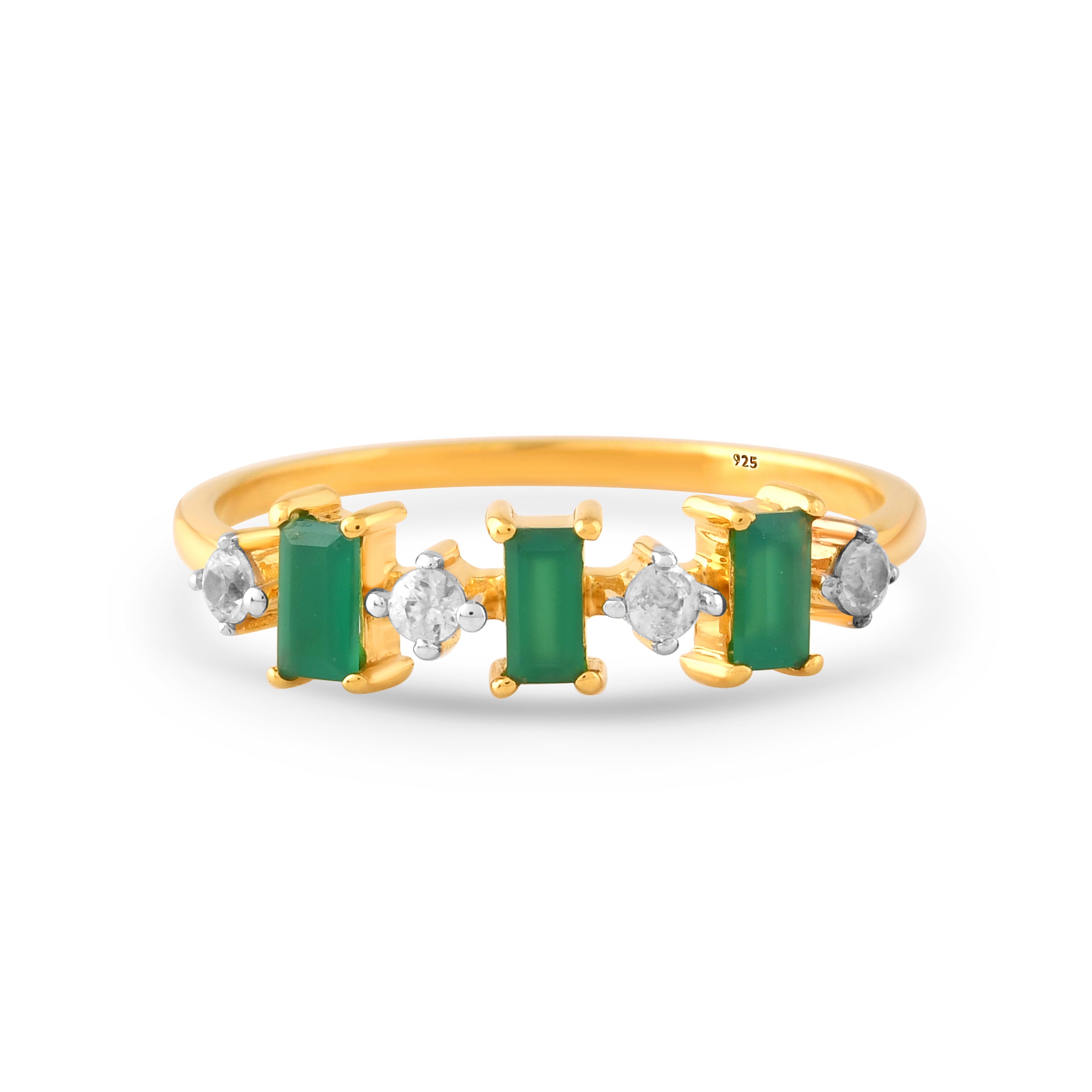 Veridienne Green Onyx Baguette Ring