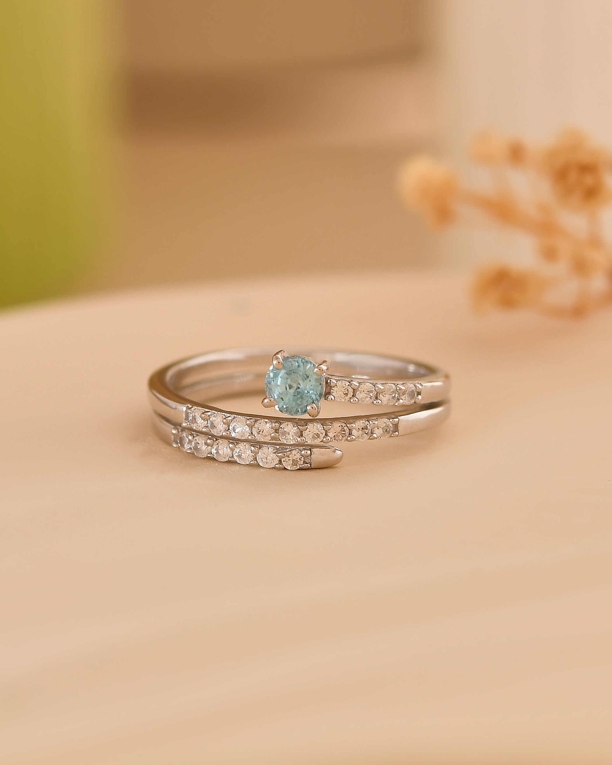 Azurielle Blue Zircon Orbit Ring