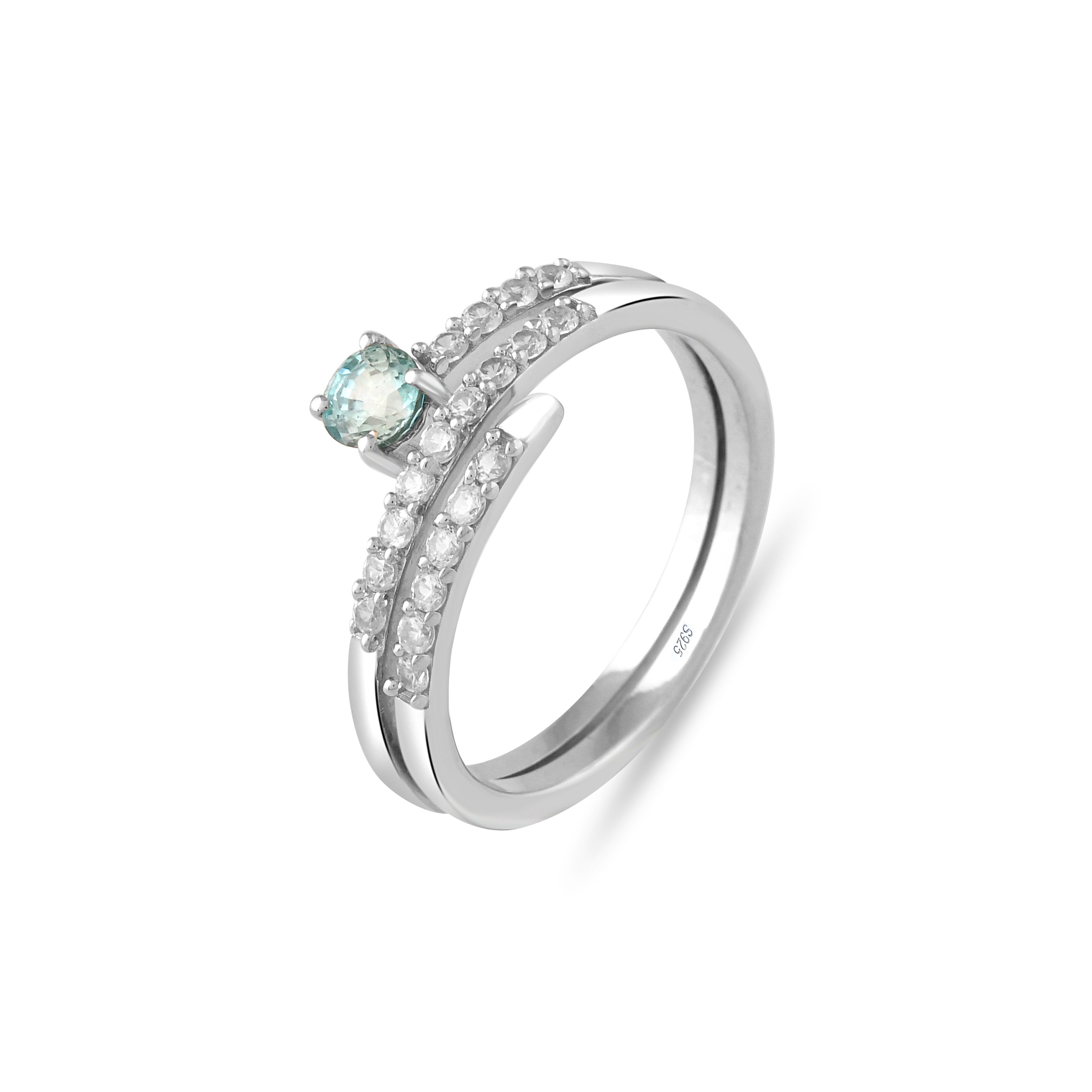 Azurielle Blue Zircon Orbit Ring