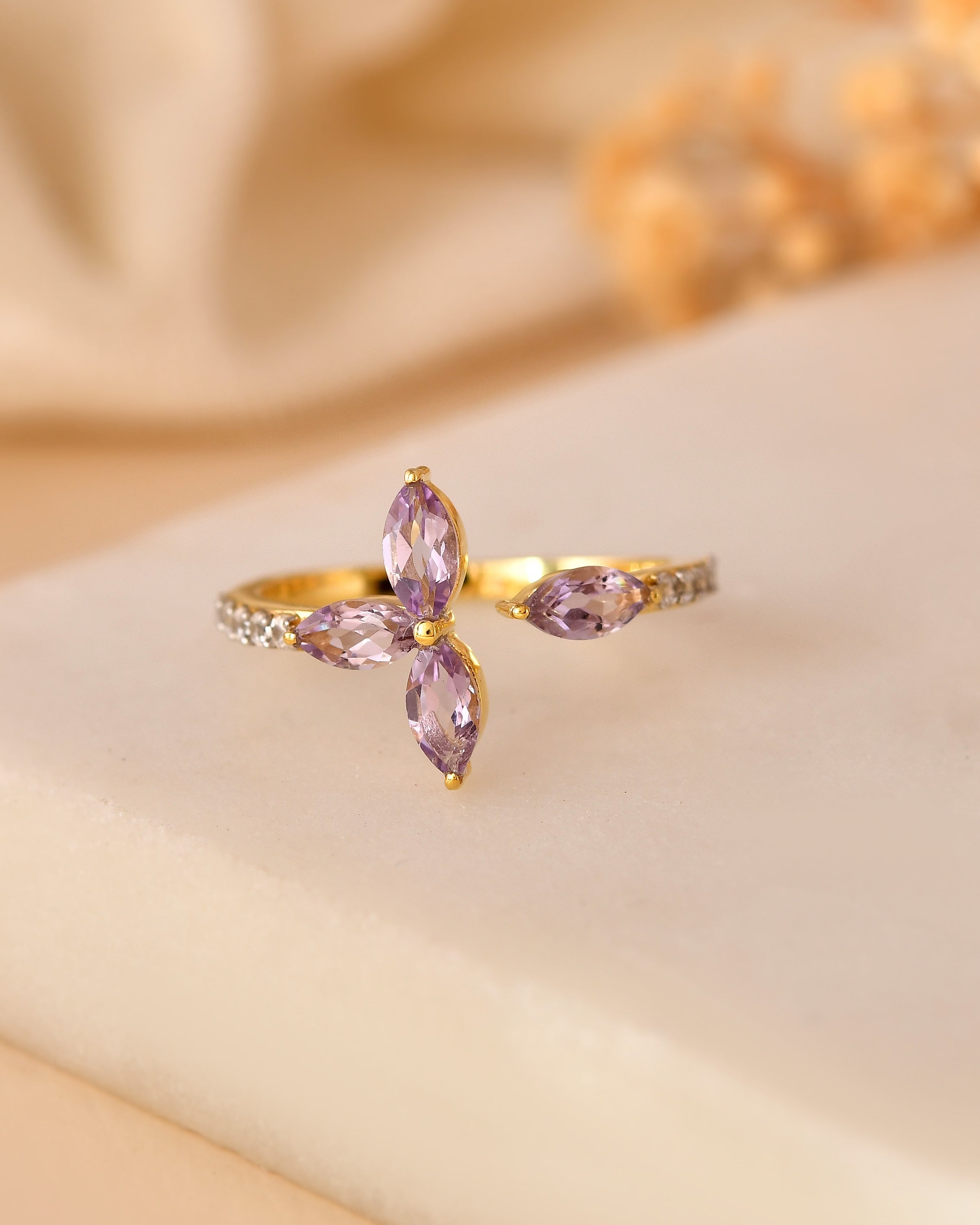 Ameline Amethyst Petal Ring