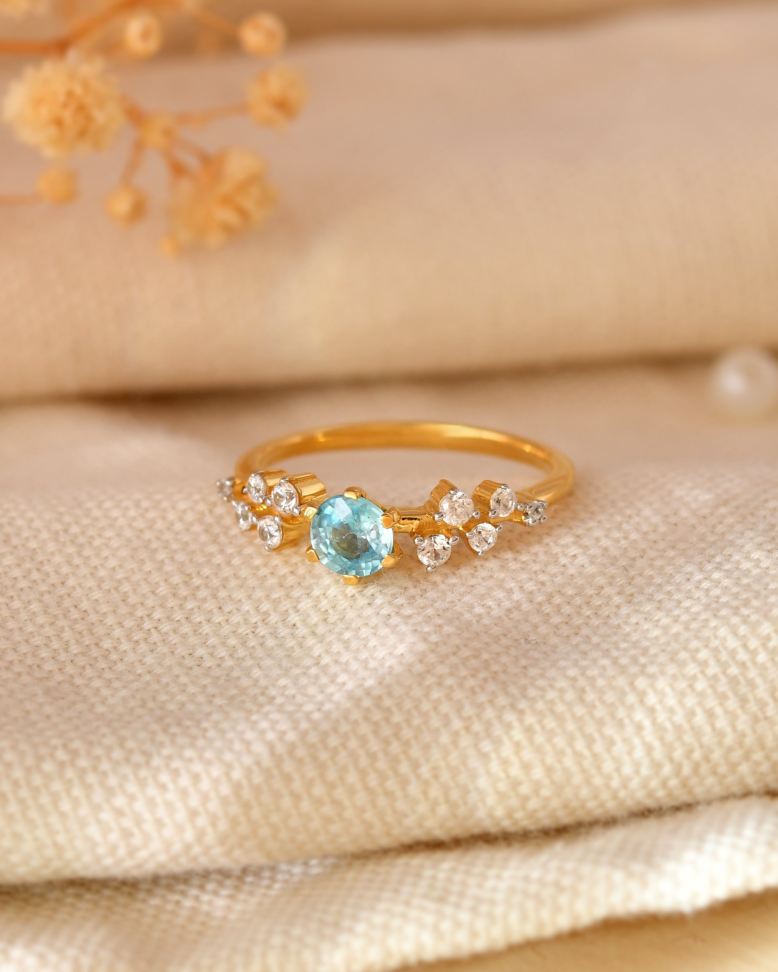 Azurelle Blue Zircon Cascade Ring
