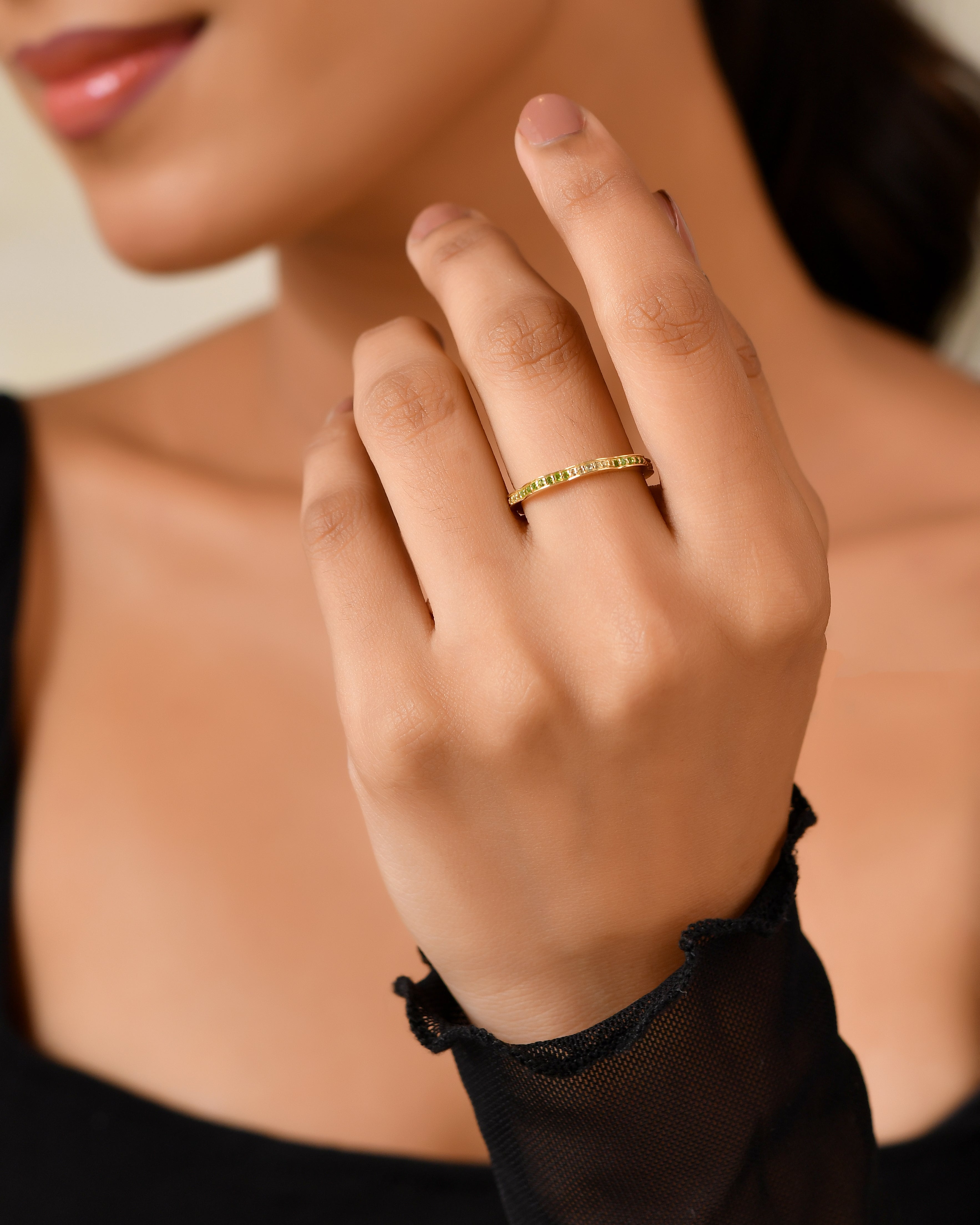 Verdantia Chrome & Peridot Wave Ring