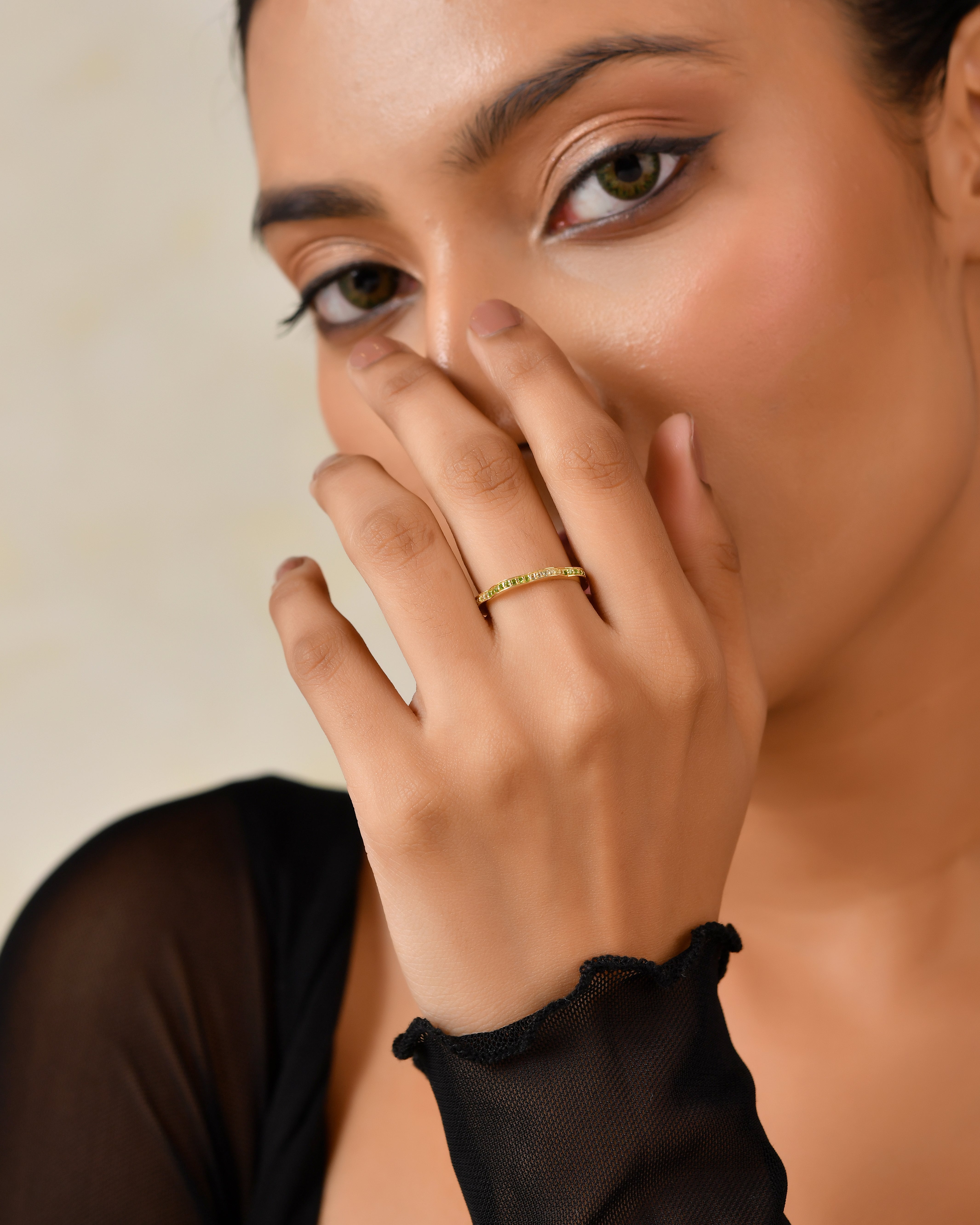 Verdantia Chrome & Peridot Wave Ring