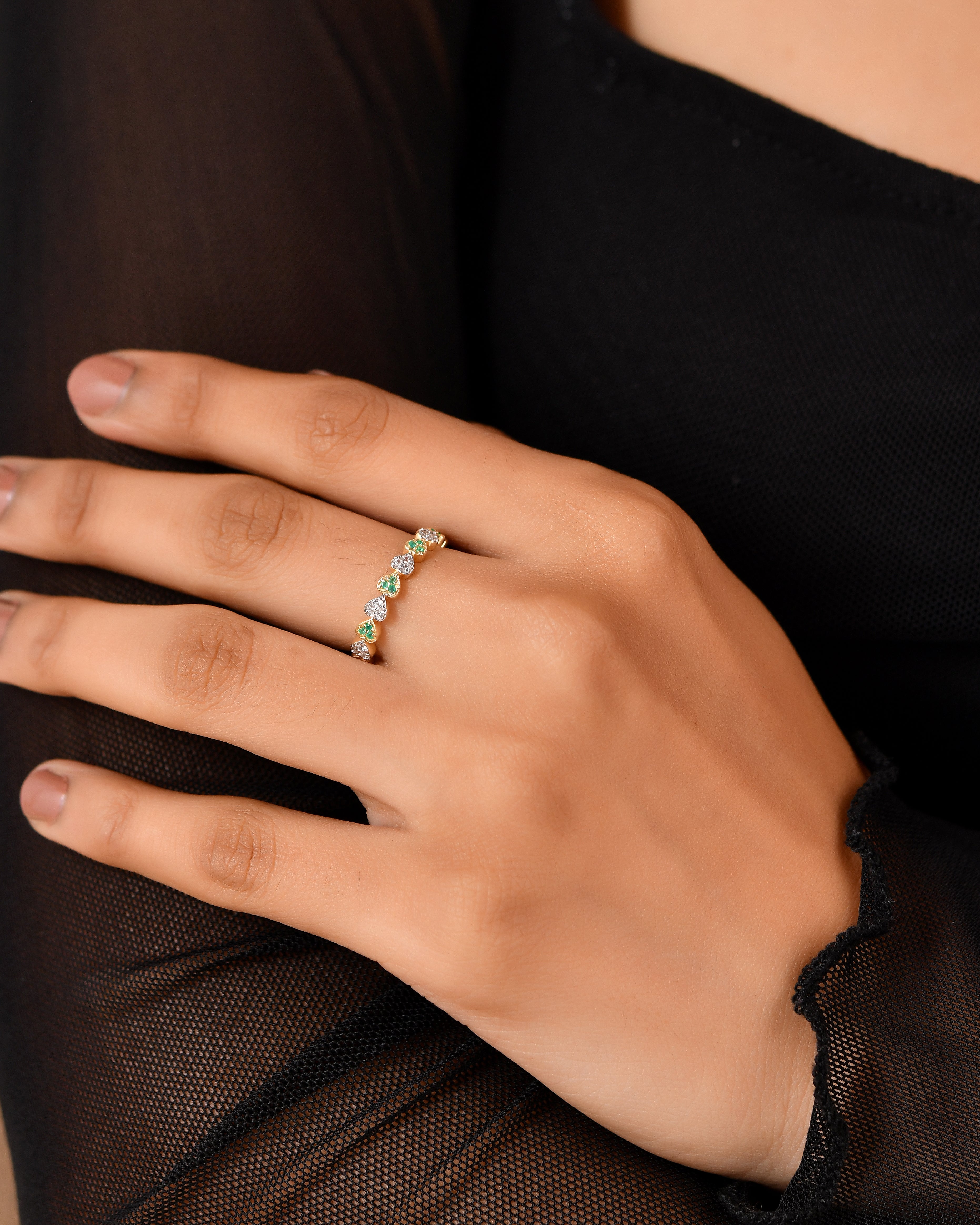 Everelle Green Onyx Heart Eternity Ring