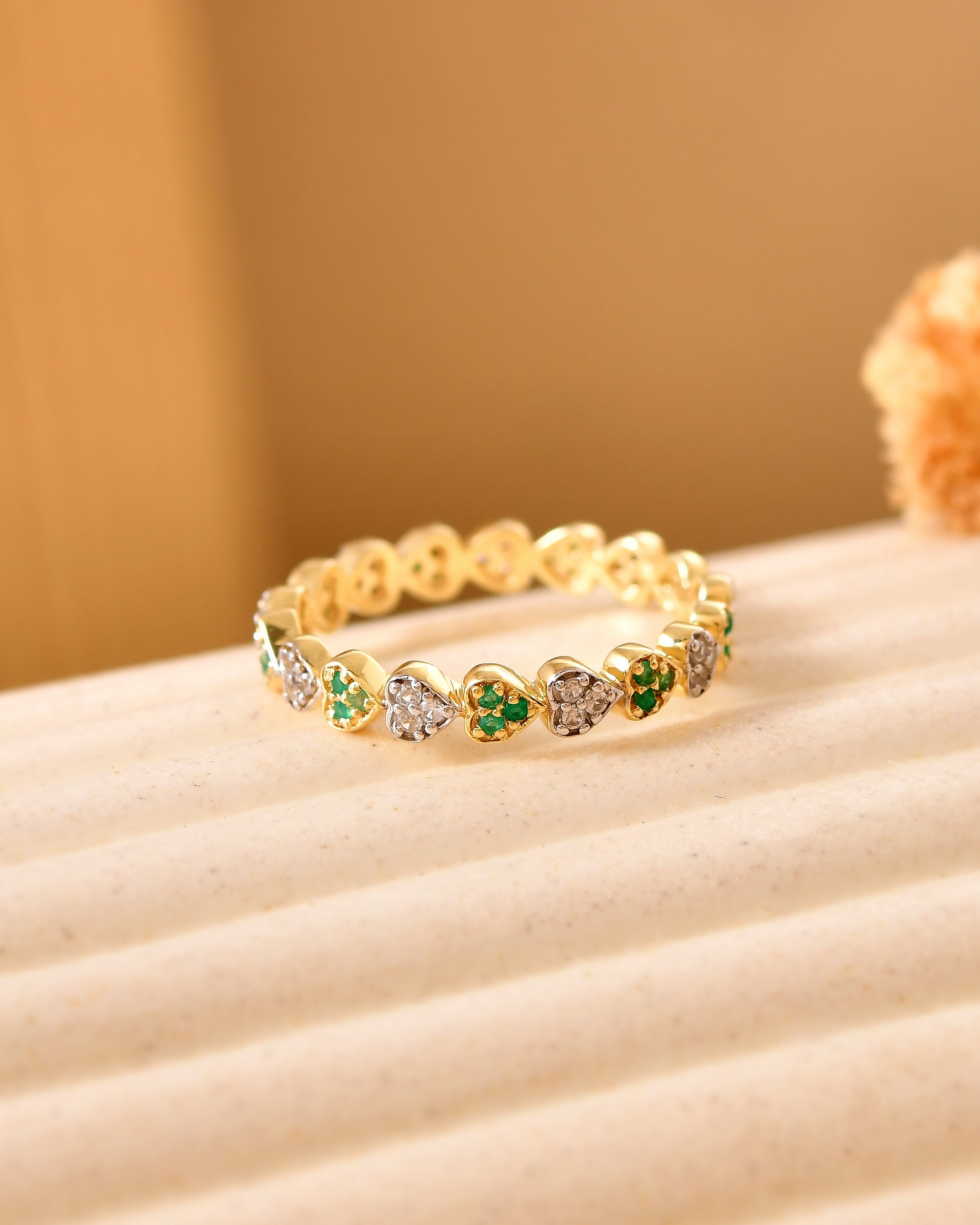 Everelle Green Onyx Heart Eternity Ring