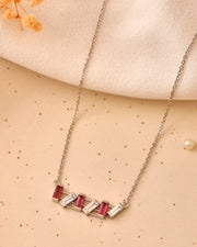 Roselle Pink Topaz Baguette Necklace